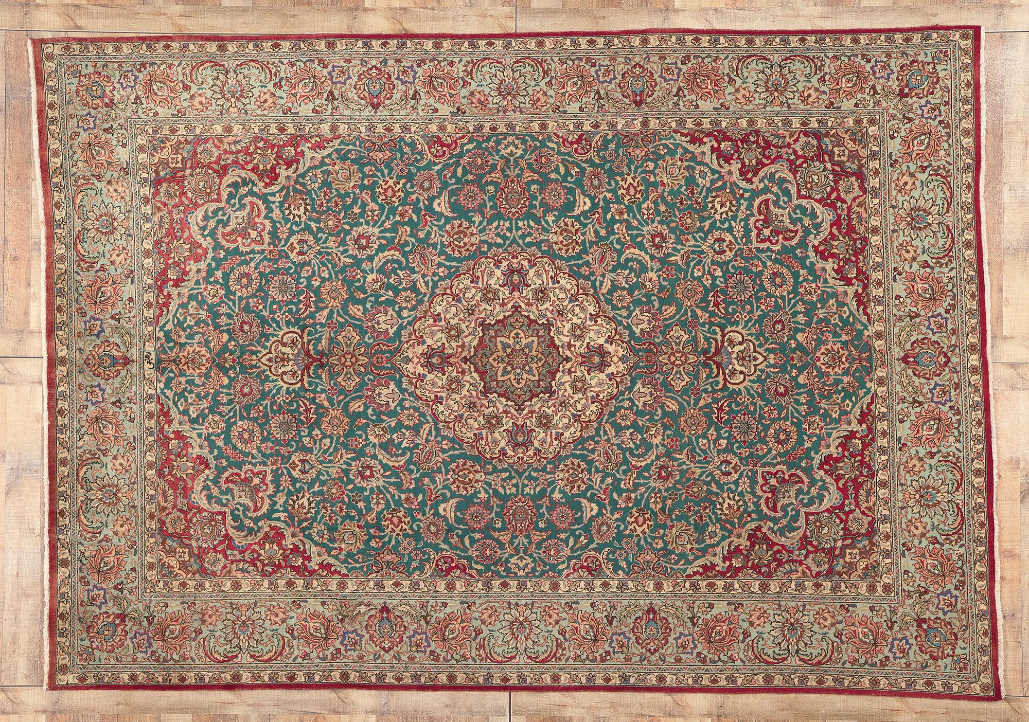 Vintage Persian Tabriz Rug, Regal Charm Meets Elegant Sophistication For Sale 3