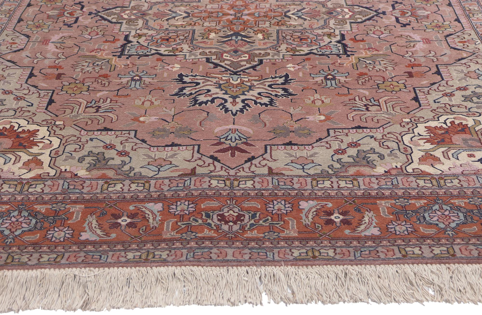 Vintage Persian Tabriz Rug, Regencycore Collides with Bridgerton Style In Good Condition For Sale In Dallas, TX