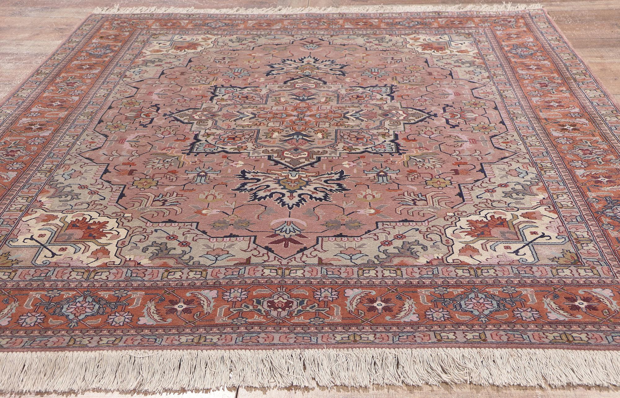 Vintage Persian Tabriz Rug, Regencycore Collides with Bridgerton Style For Sale 2