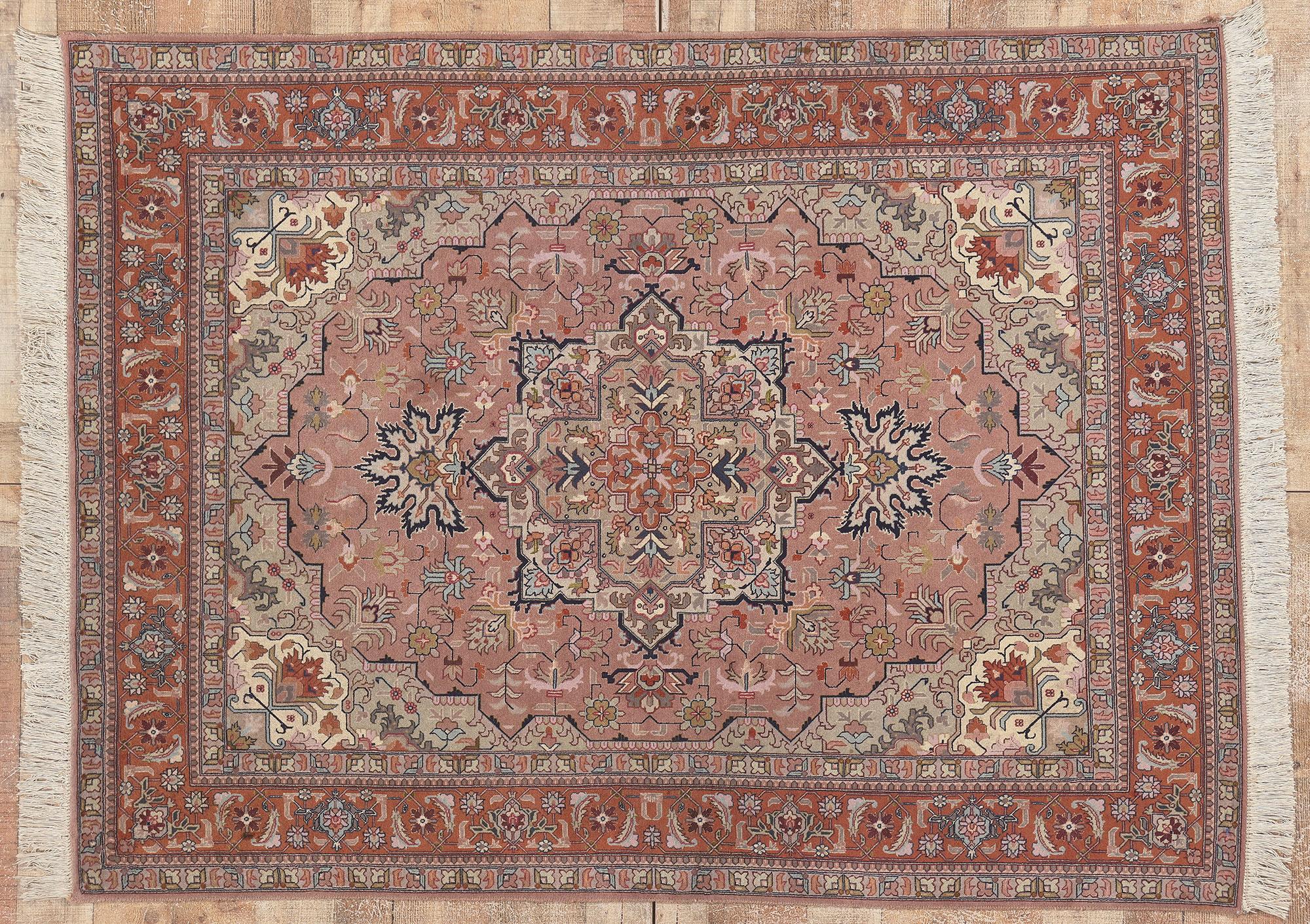 Alfombra Persa Tabriz Vintage, el núcleo de la Regencia colisiona con el estilo Bridgerton en venta 3