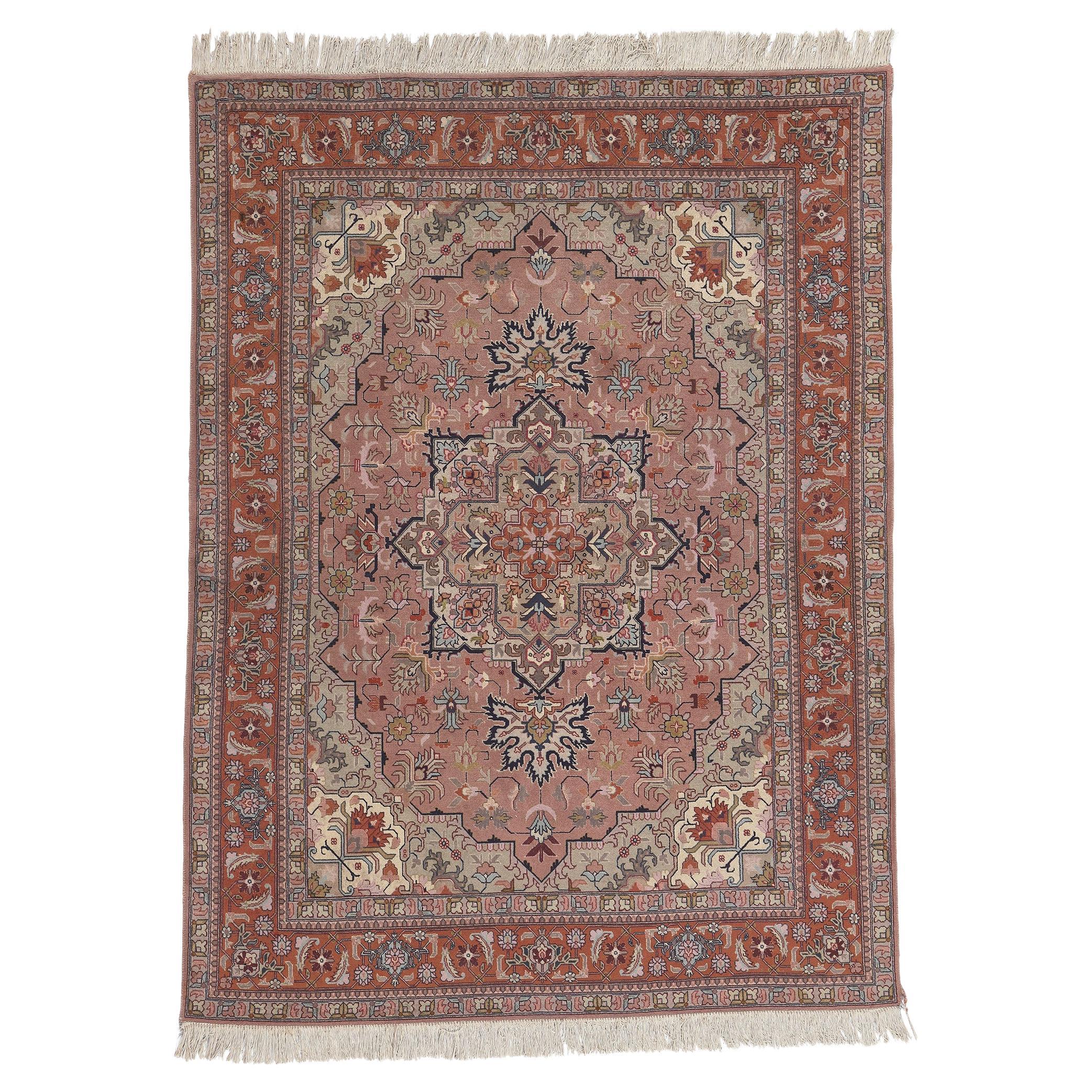 Vintage Persian Tabriz Rug, Regencycore Collides with Bridgerton Style