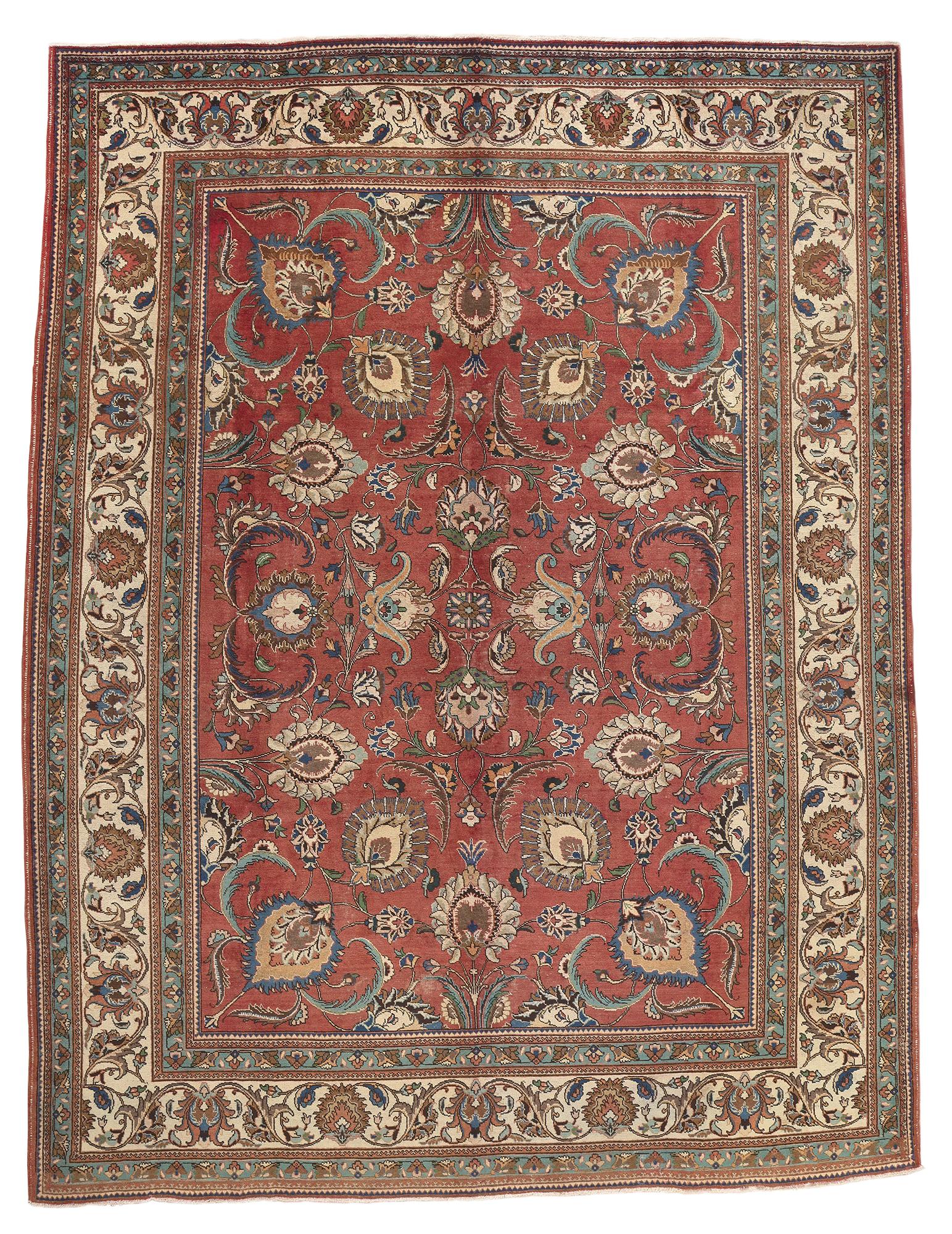 Vintage Persian Tabriz Rug Rustic Earth-Tone Colors