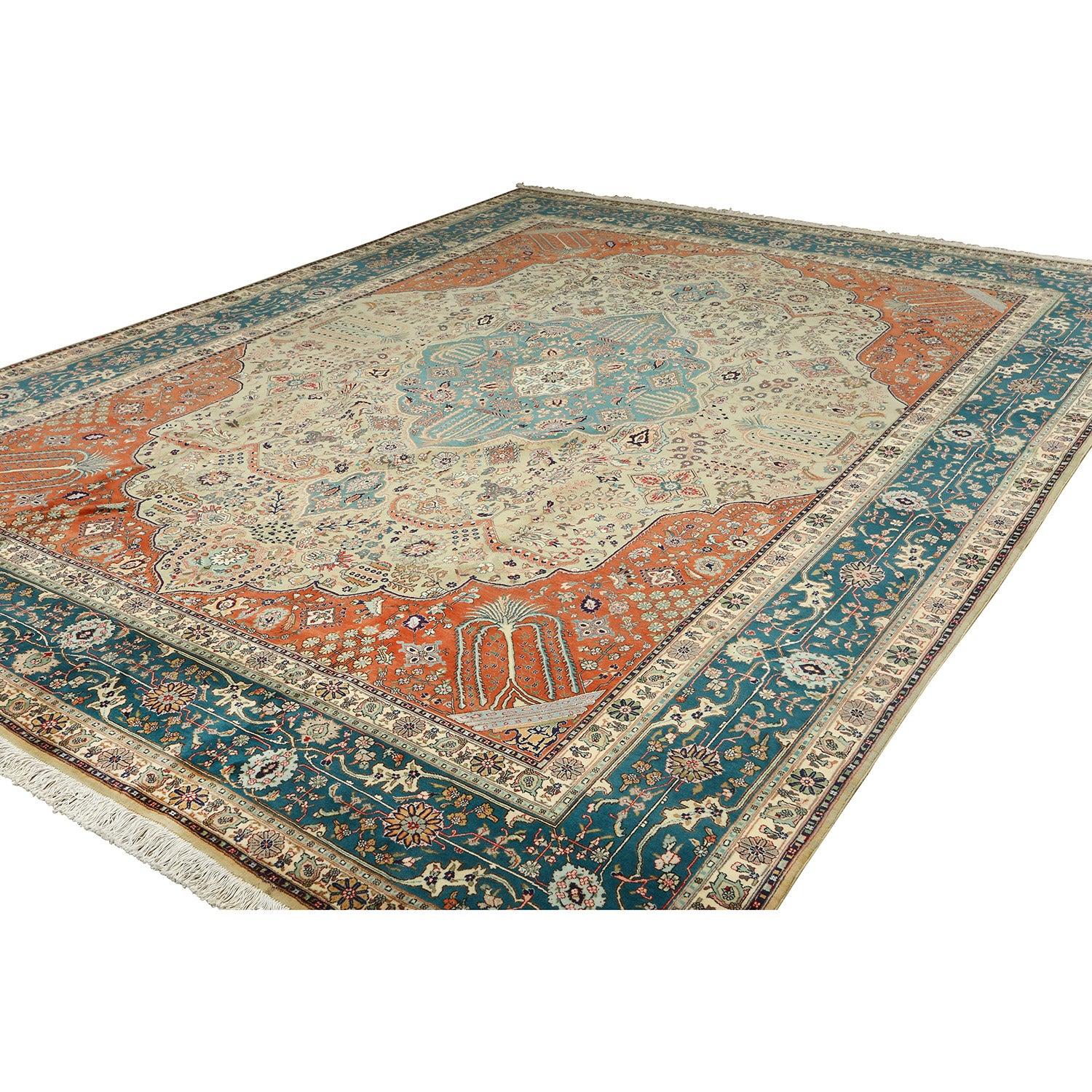 Persiano Tappeto persiano Tabriz vintage - Dimensioni: 12'9 X 9'9 in vendita