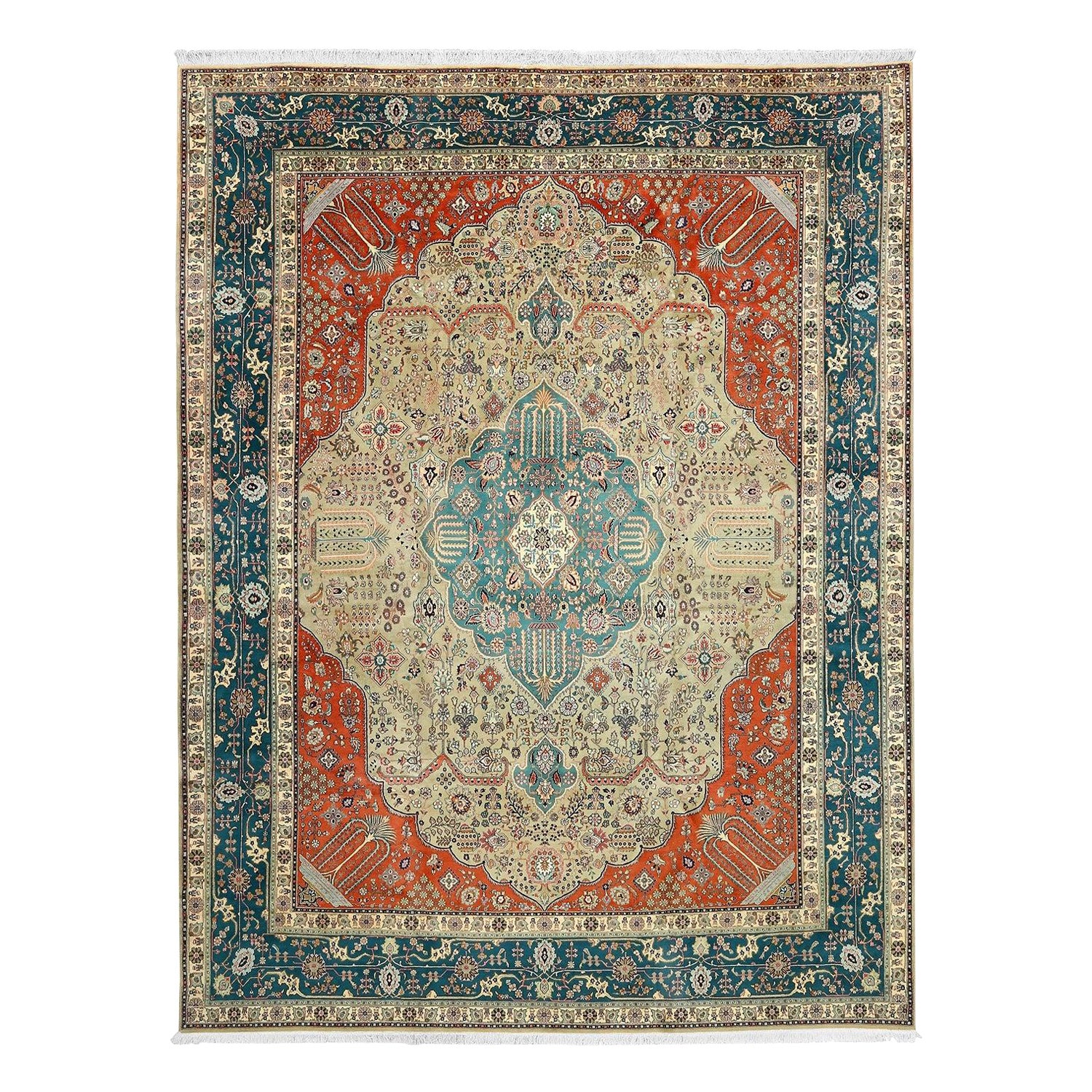 Vintage Persian Tabriz Rug - Size: 12'9 X 9'9