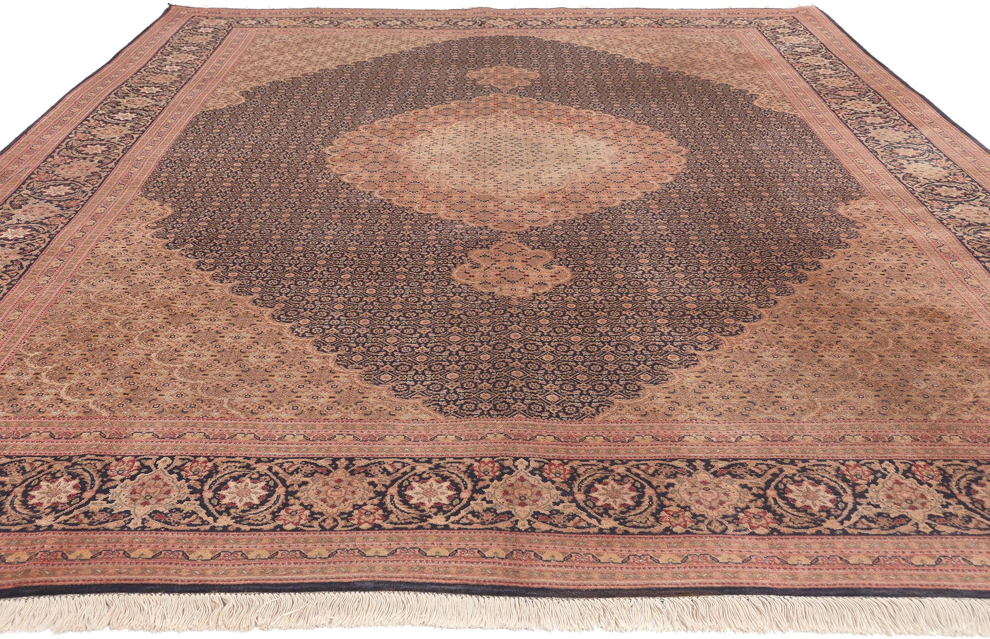 Hand-Knotted Vintage Persian Tabriz Rug, Timeless Elegance Meets Traditional Sensibility For Sale