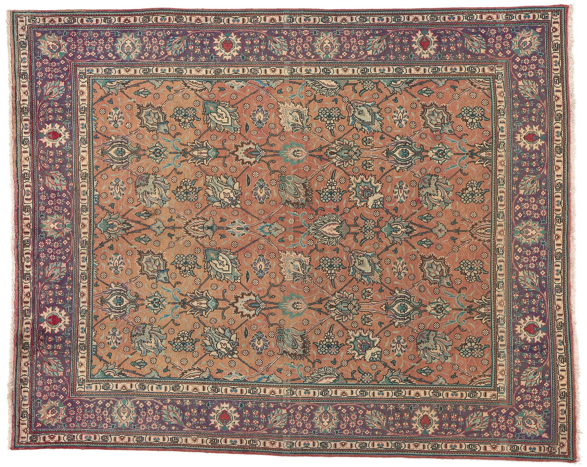 Vintage Persian Tabriz Rug, Traditional Sensibility Meets Nostalgic Charm For Sale 4