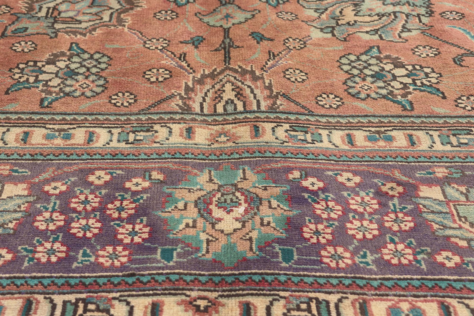20th Century Vintage Persian Tabriz Rug, Traditional Sensibility Meets Nostalgic Charm For Sale