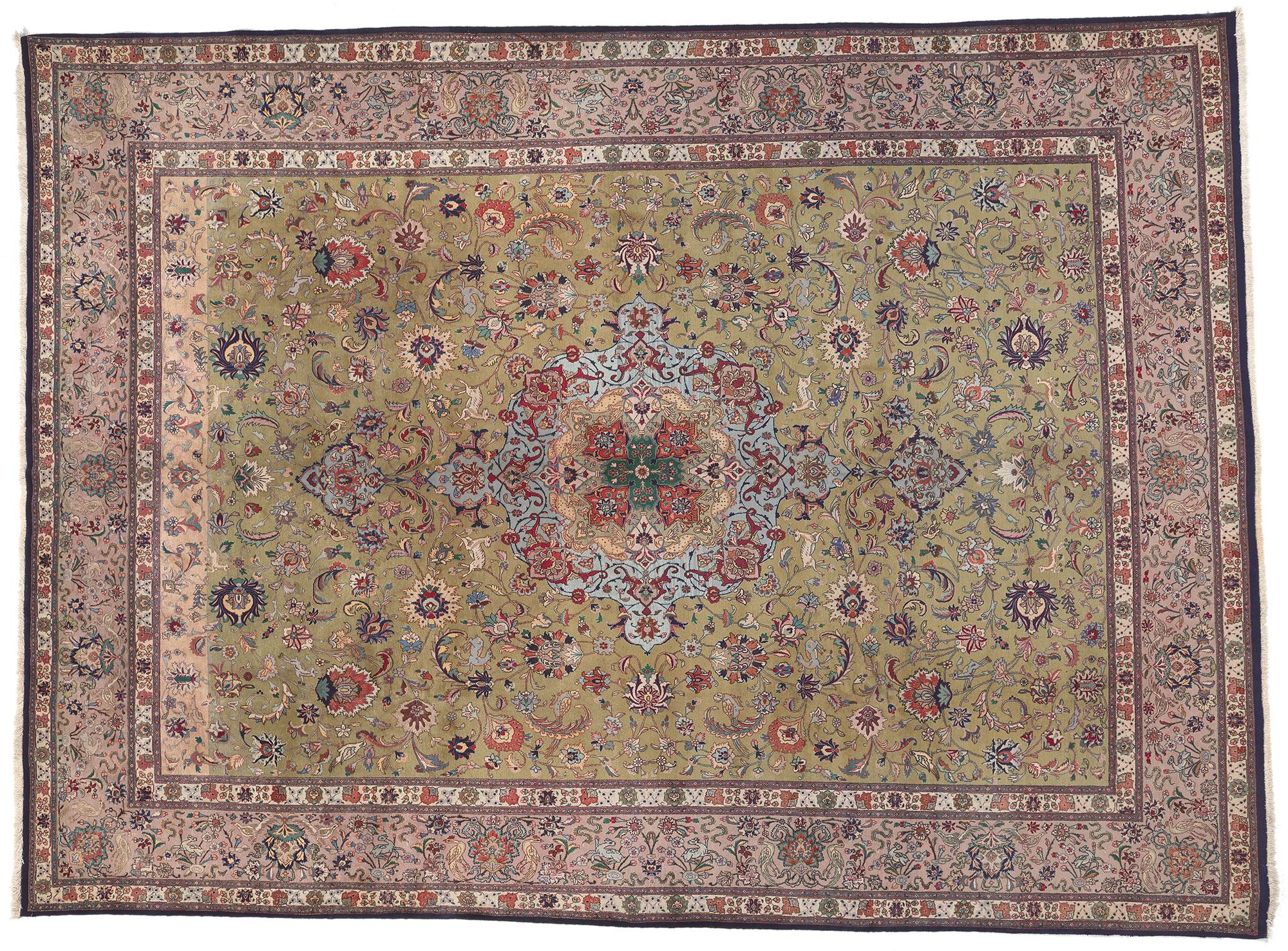 Vintage Persian Tabriz Rug, Traditional Style Meets Timeless Appeal For Sale 4