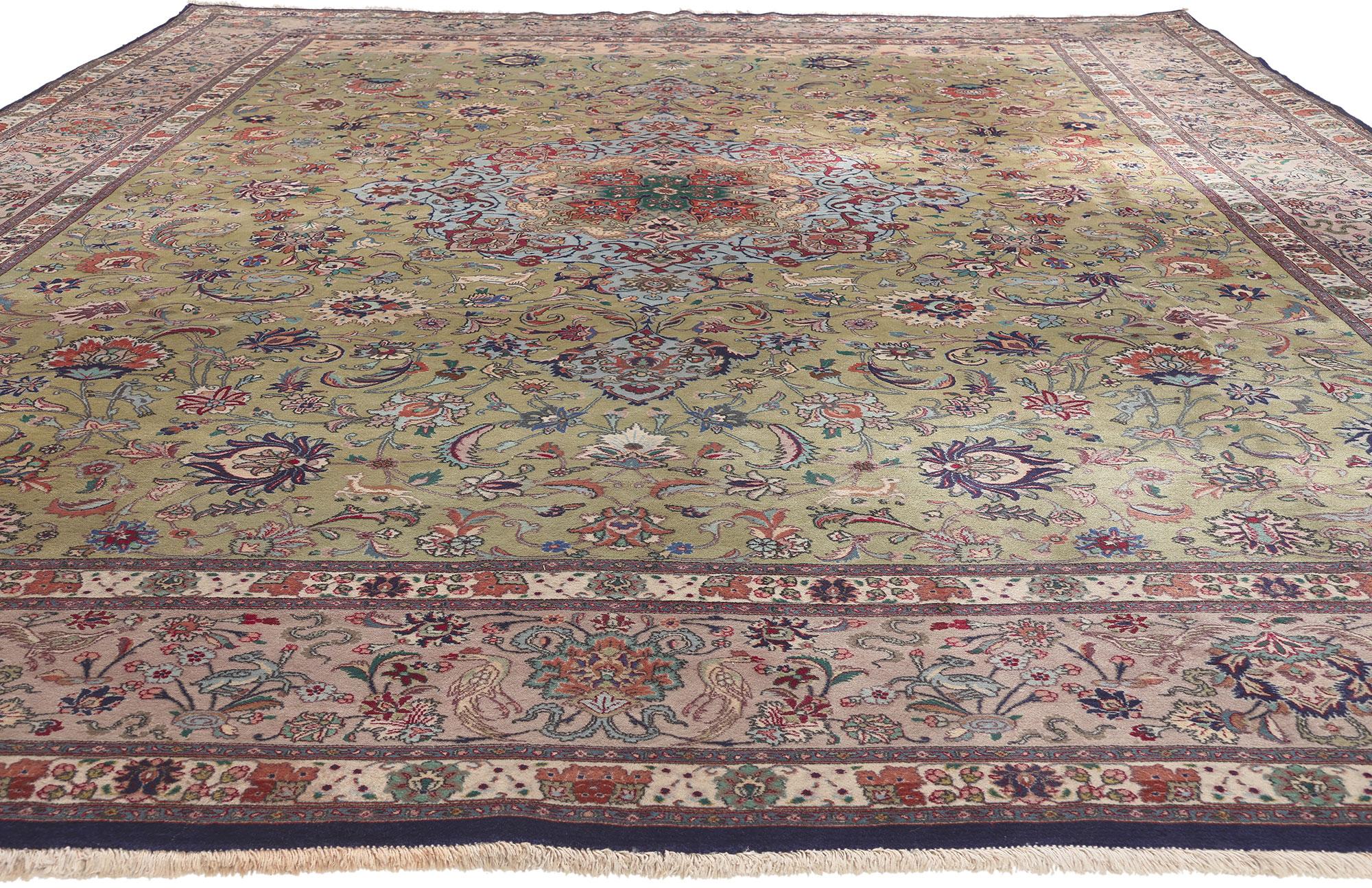 Hand-Knotted Vintage Persian Tabriz Rug, Traditional Style Meets Timeless Appeal For Sale