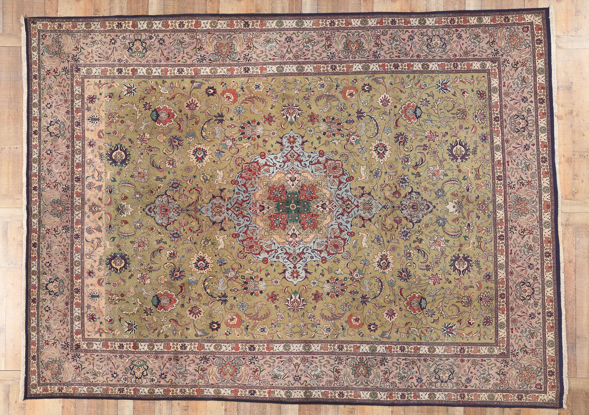 Vintage Persian Tabriz Rug, Traditional Style Meets Timeless Appeal For Sale 3