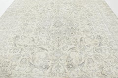 Tappeto persiano Tabriz vintage, floreale lavato in crema e grigio Rug & Kilim