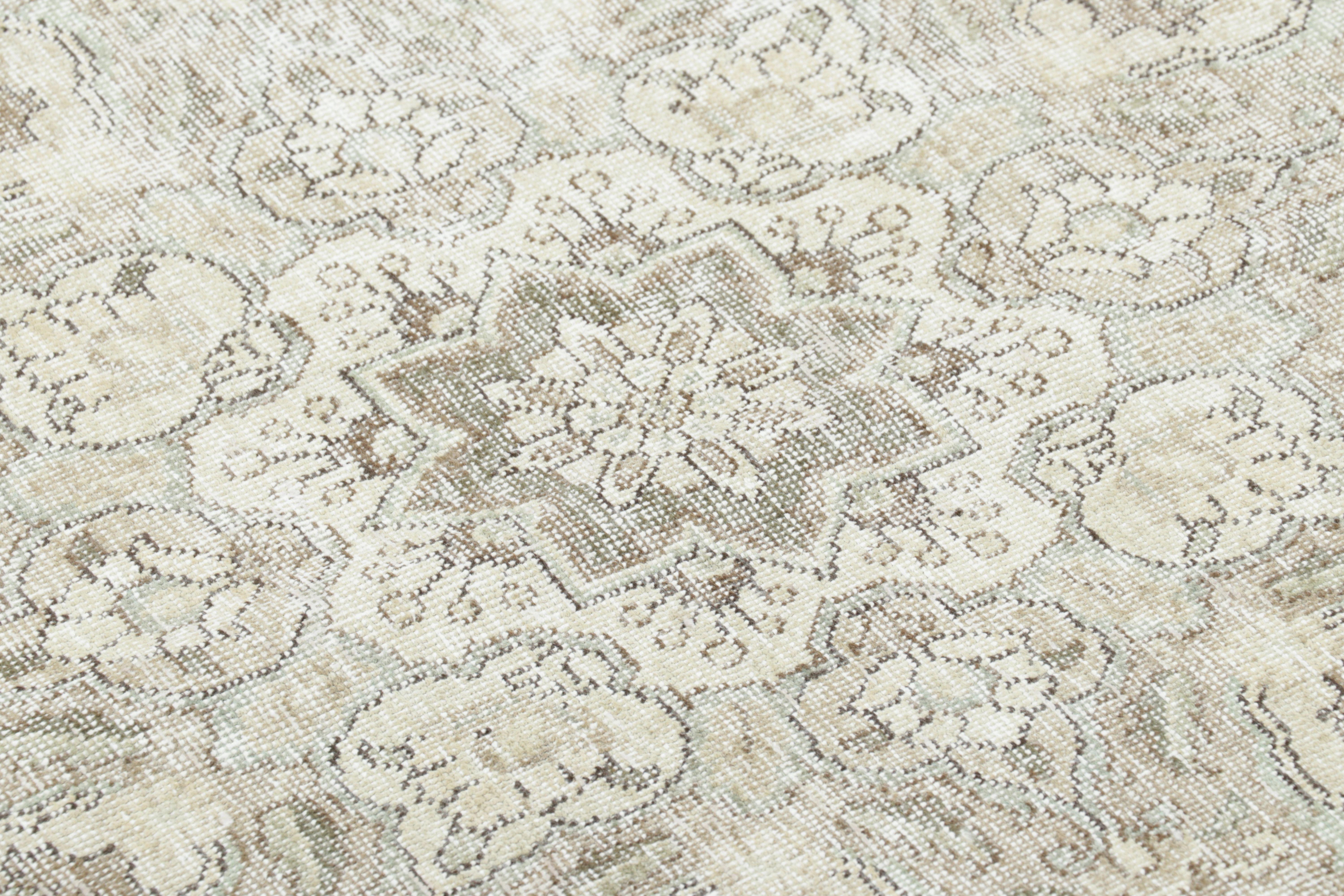 Hand-Knotted Vintage Persian Tabriz Rug, Washed All-Over Floral in Cream and Gray Rug & Kilim For Sale