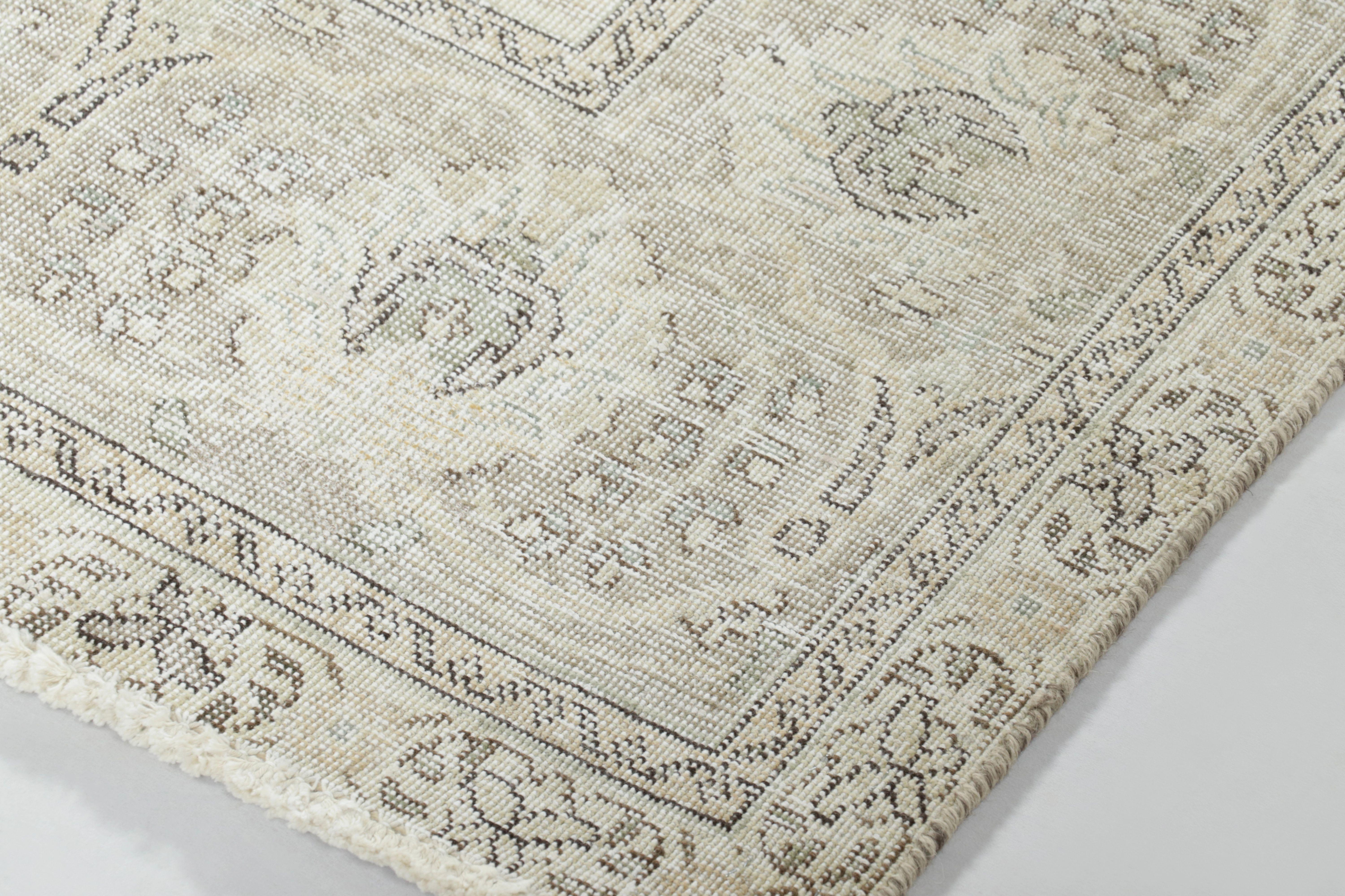 Late 20th Century Vintage Persian Tabriz Rug, Washed All-Over Floral in Cream and Gray Rug & Kilim For Sale