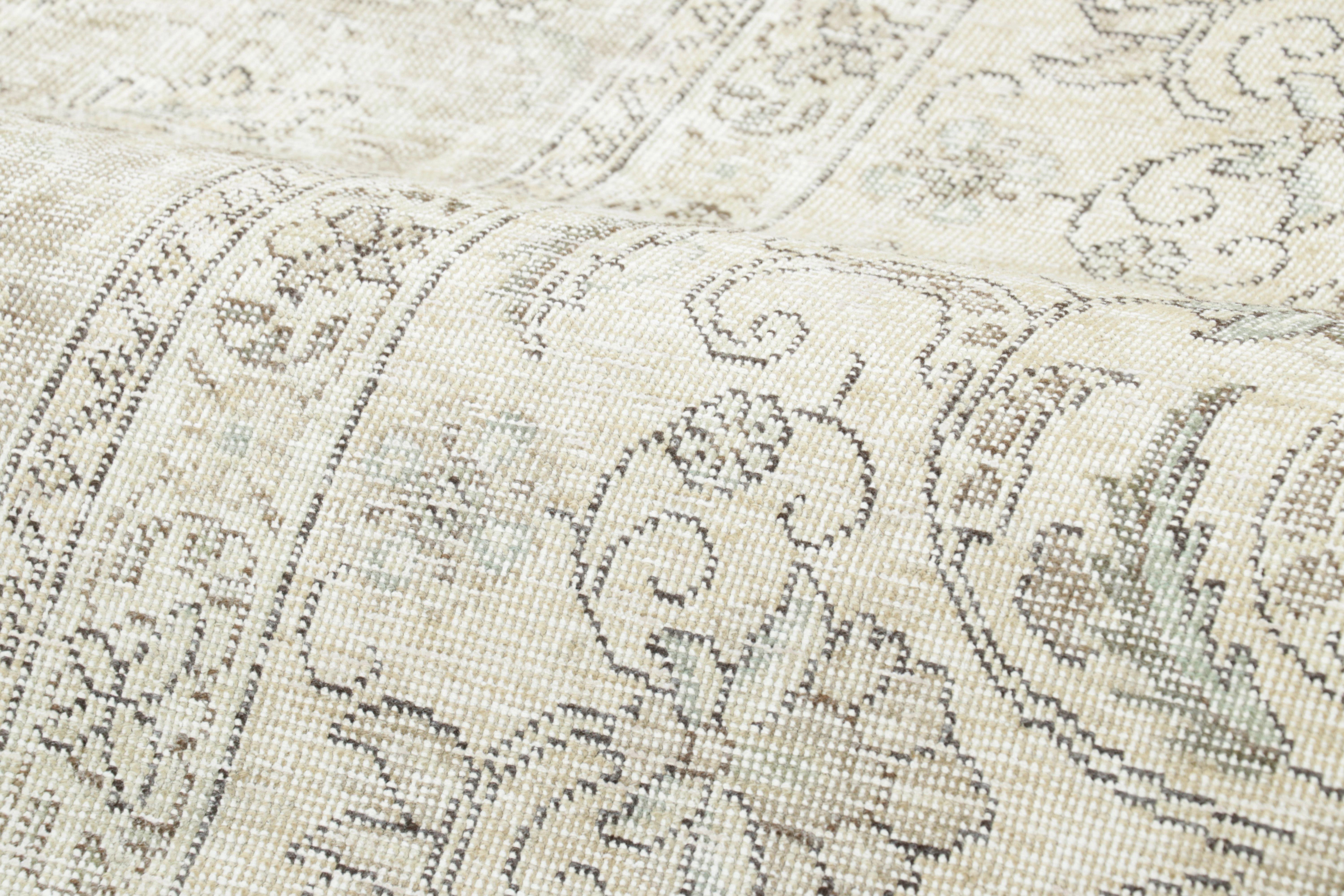 Wool Vintage Persian Tabriz Rug, Washed All-Over Floral in Cream and Gray Rug & Kilim For Sale