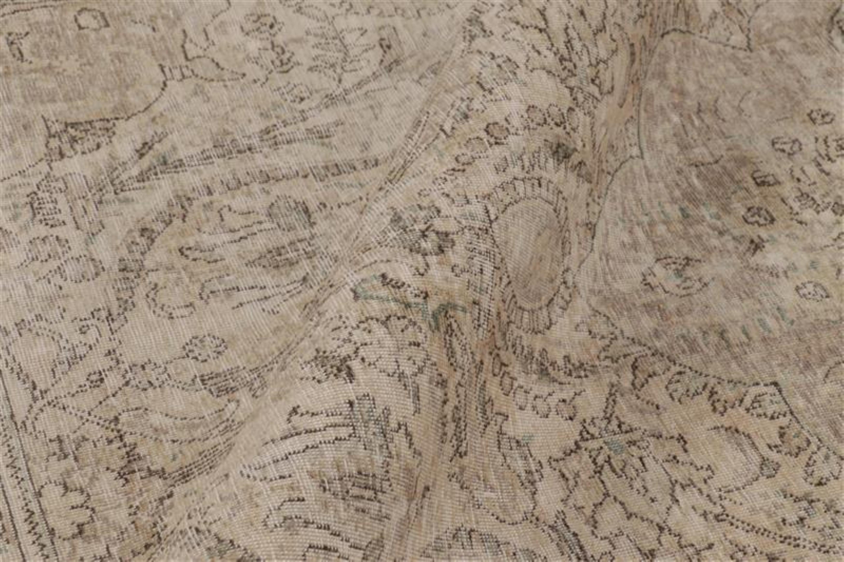 Vintage Persian Tabriz Rug, Washed All-Over Neutral Floral Medallion-Rug & Kilim For Sale 1