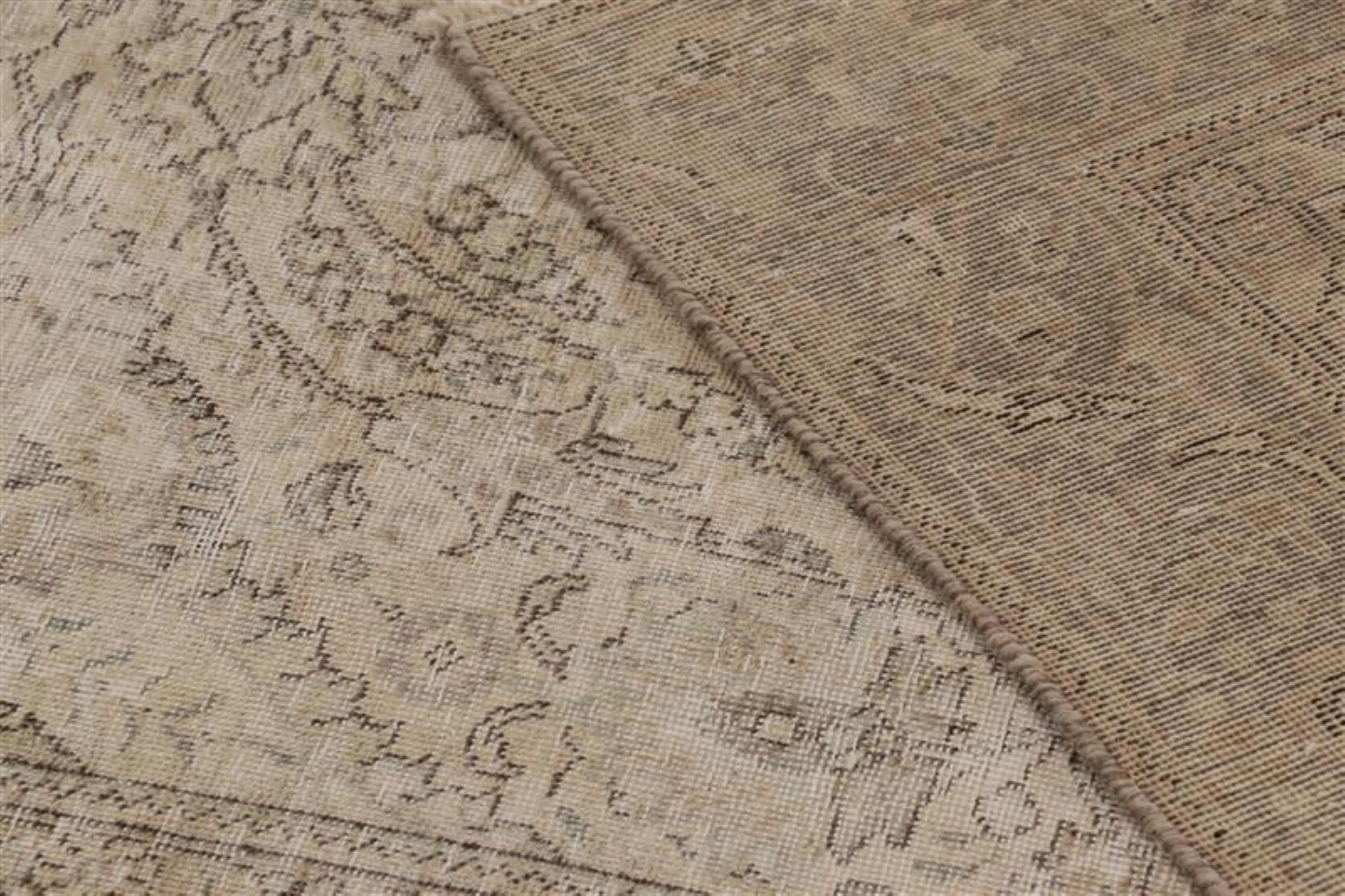 Vintage Persian Tabriz Rug, Washed All-Over Neutral Floral Medallion-Rug & Kilim For Sale 2