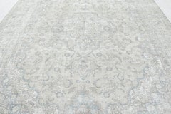 Vintage Persian Tabriz Rug, Washed Whisper-Gray and Cream Floral - Rug & Kilim