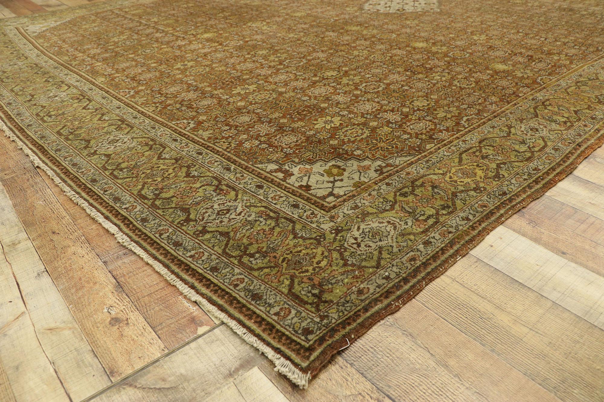 Wool Antique Persian Tabriz Rug with Arts & Crafts Style For Sale