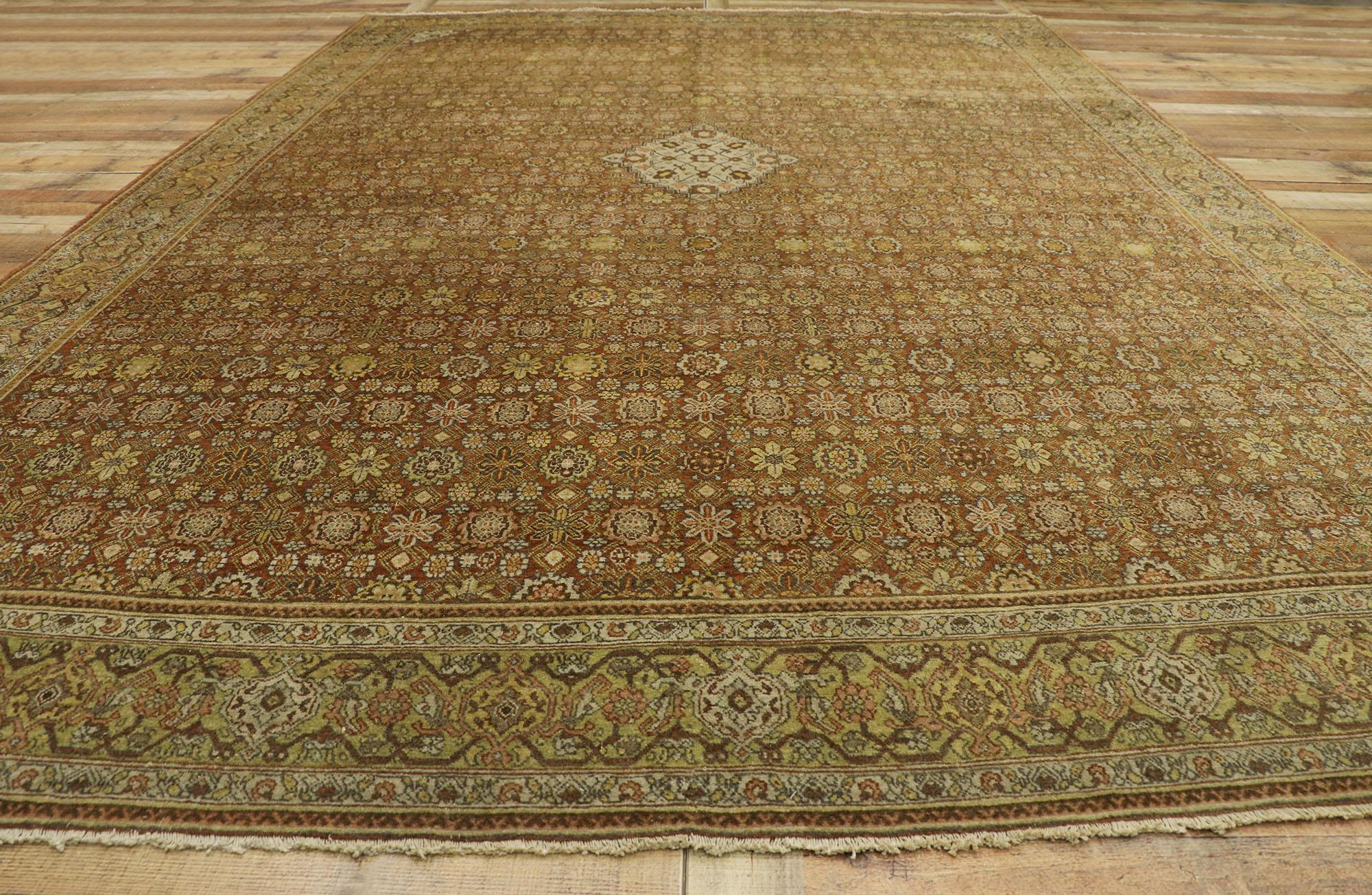 Antique Persian Tabriz Rug with Arts & Crafts Style For Sale 1
