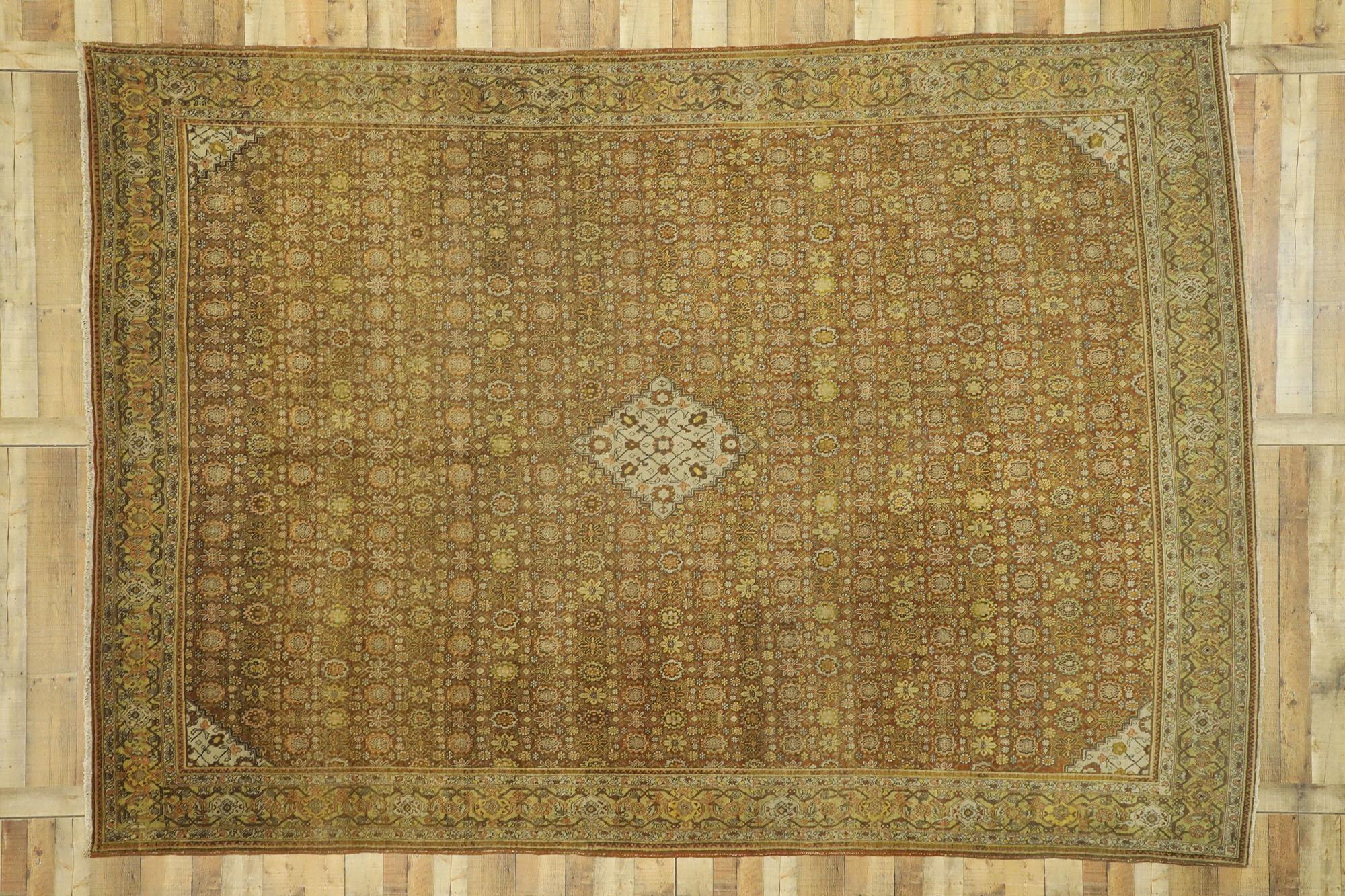 Antique Persian Tabriz Rug with Arts & Crafts Style For Sale 2