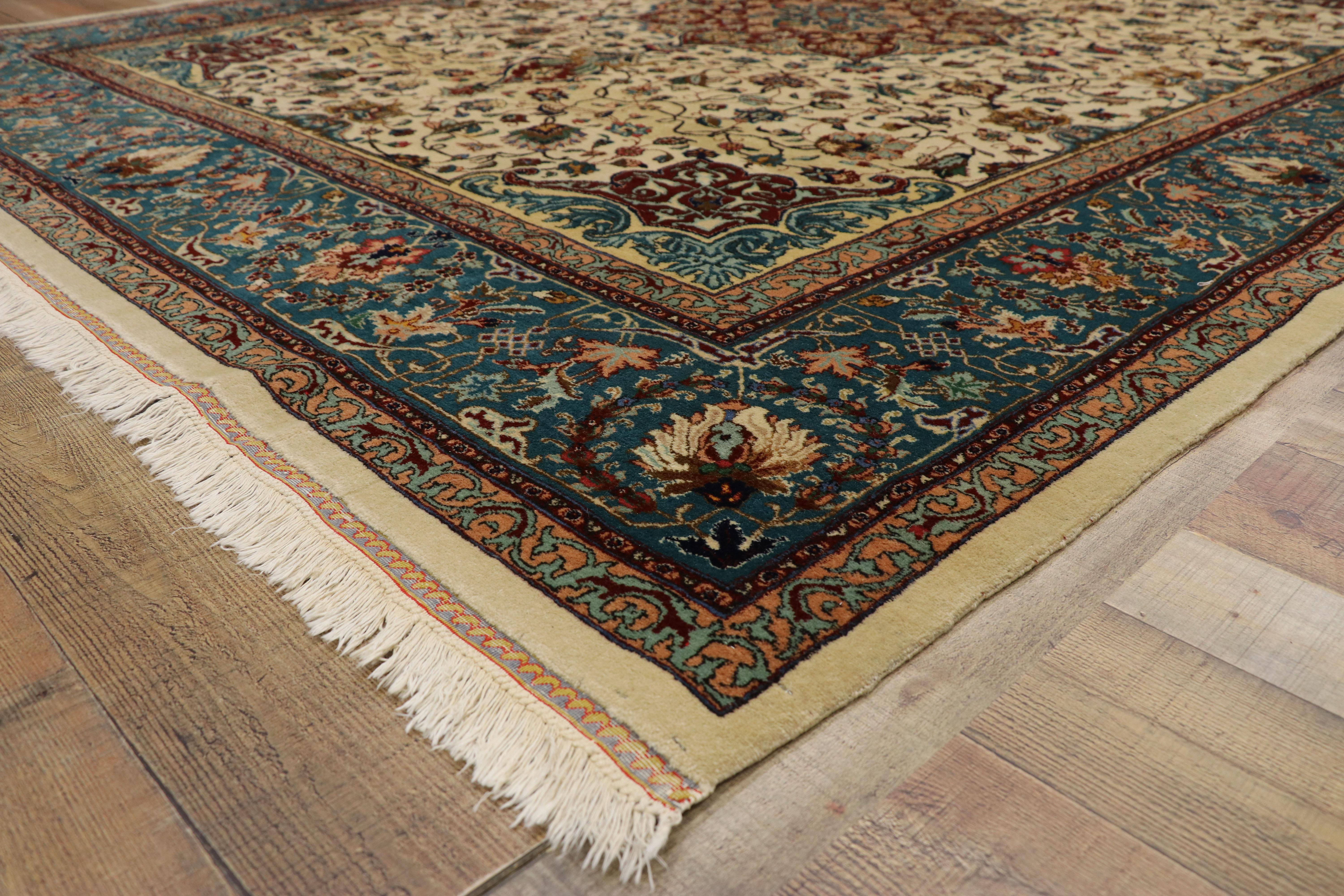 Hand-Knotted Vintage Persian Tabriz Rug with Baroque Venetian Style For Sale