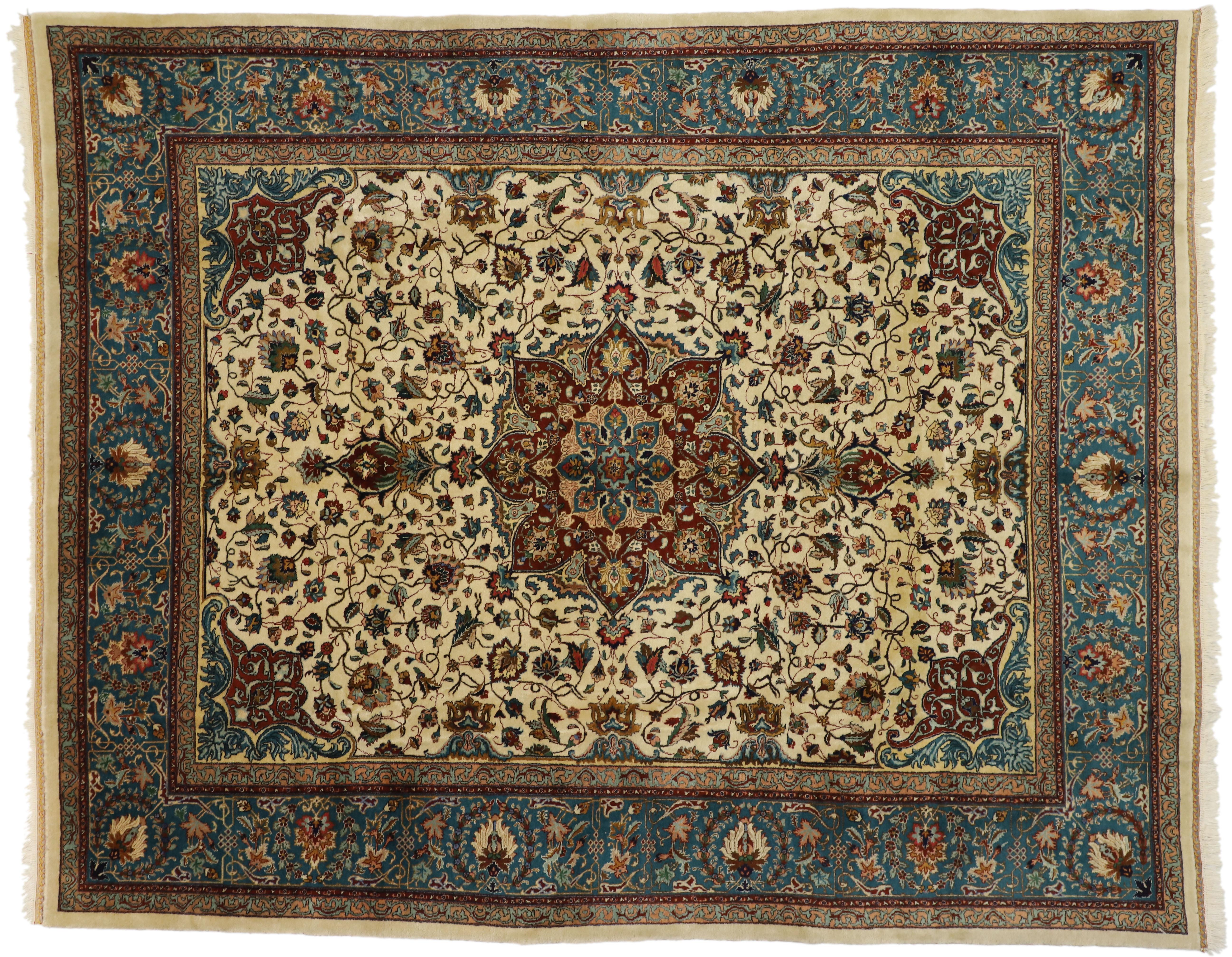Wool Vintage Persian Tabriz Rug with Baroque Venetian Style For Sale