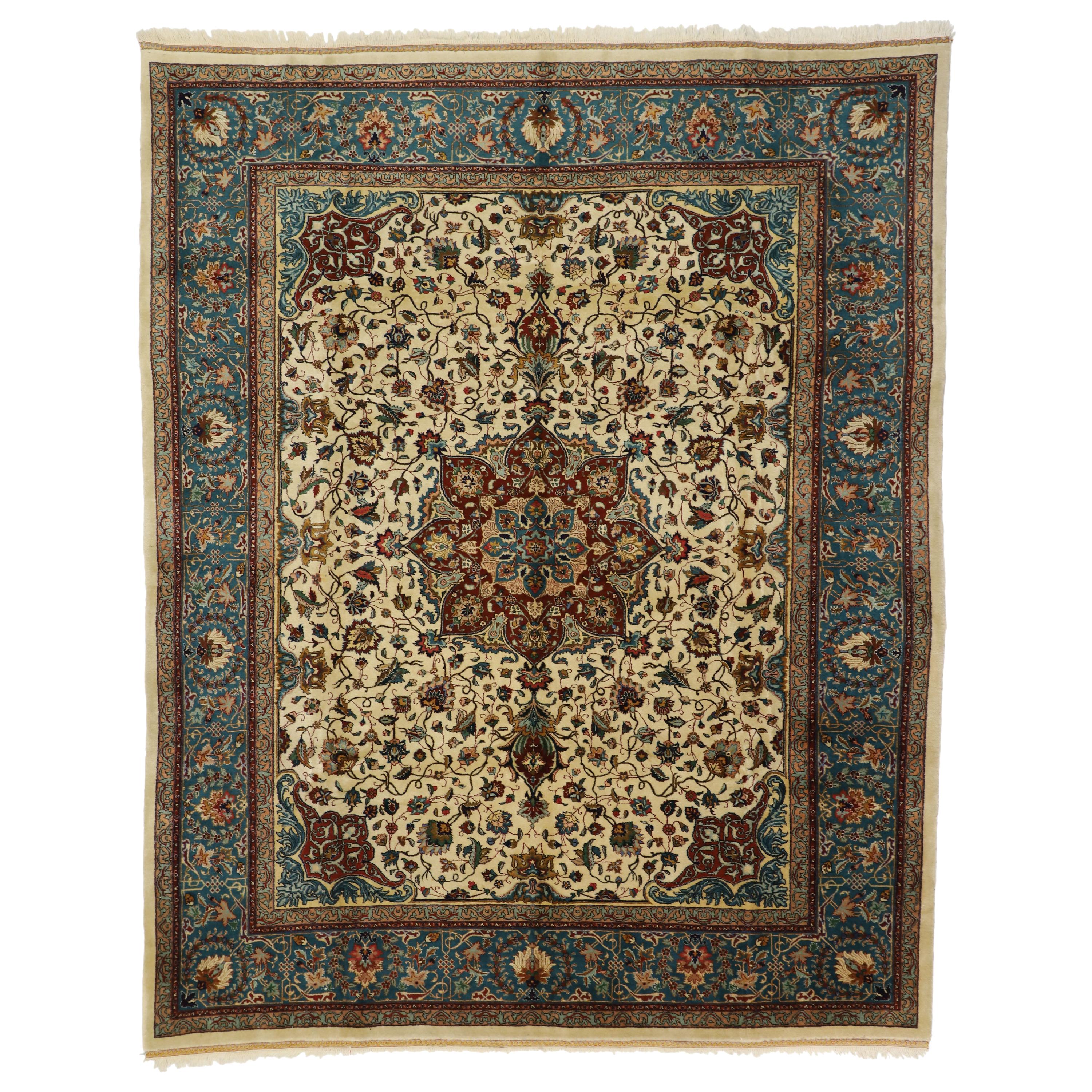 Vintage Persian Tabriz Rug with Baroque Venetian Style For Sale