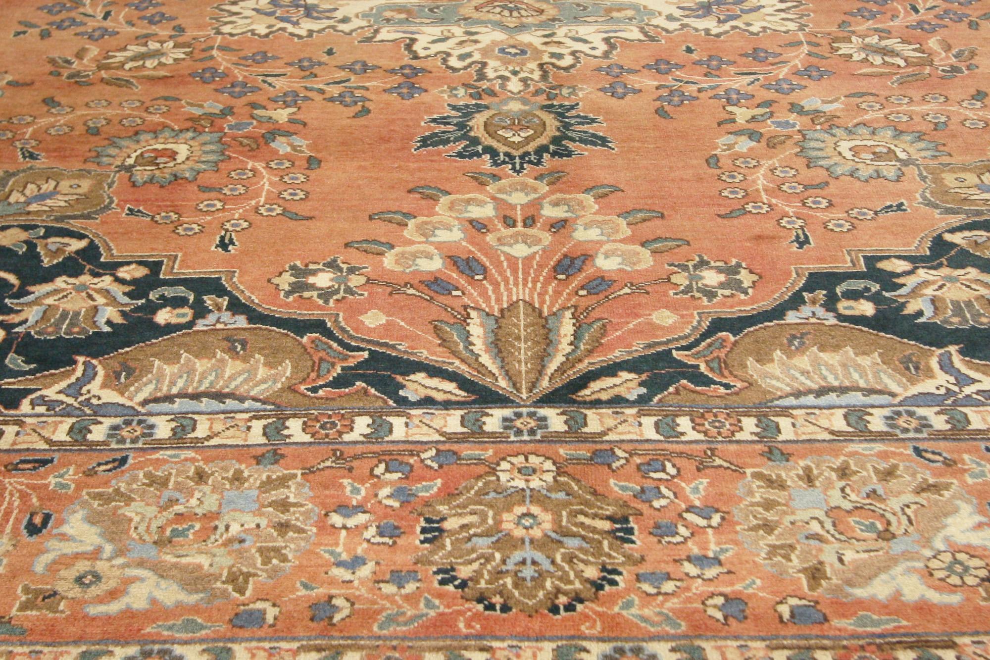 20th Century Vintage Persian Tabriz Rug with English Chintz Rustic Style For Sale
