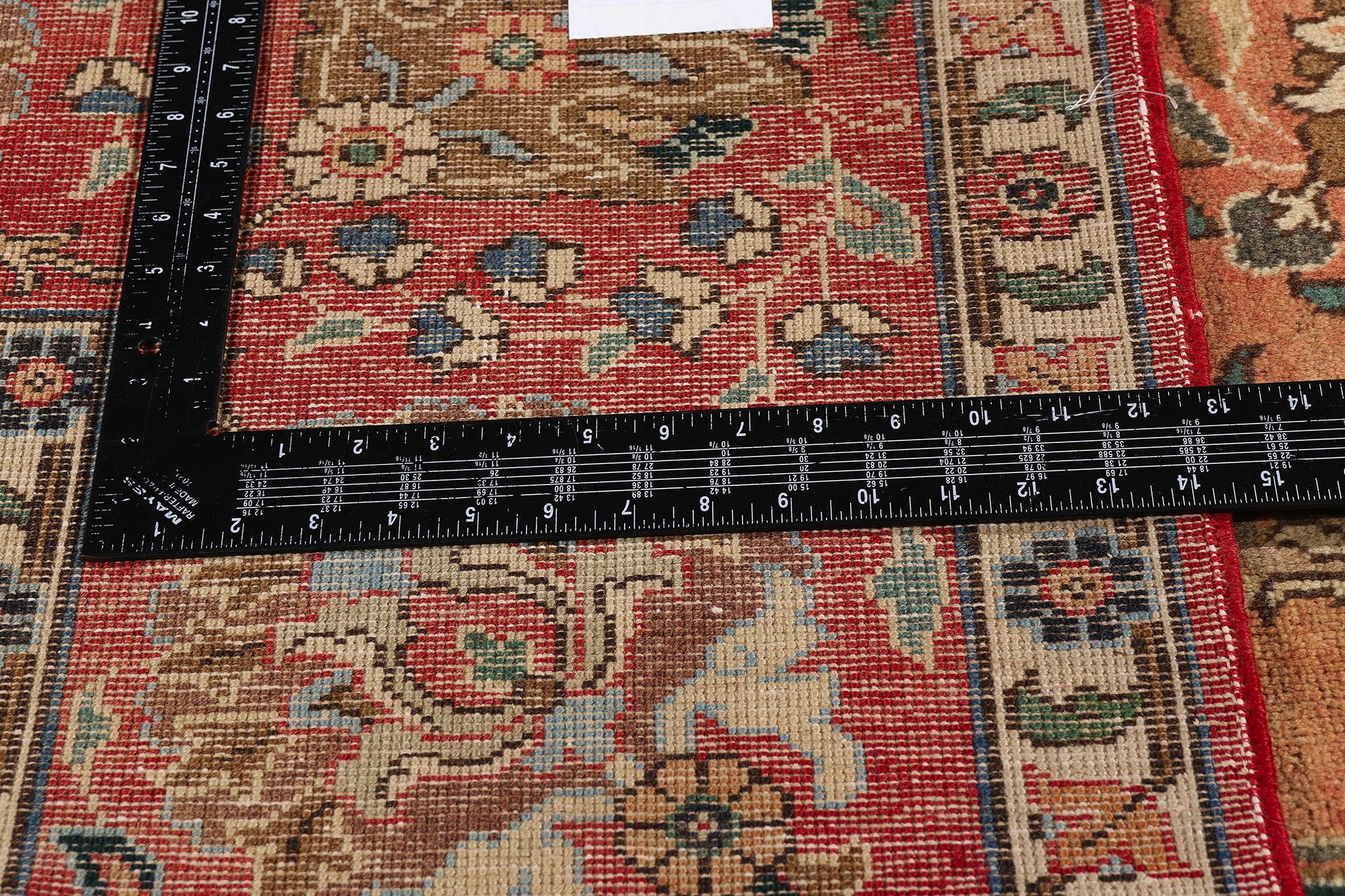 Vintage Persian Tabriz Rug with English Chintz Rustic Style In Good Condition For Sale In Dallas, TX