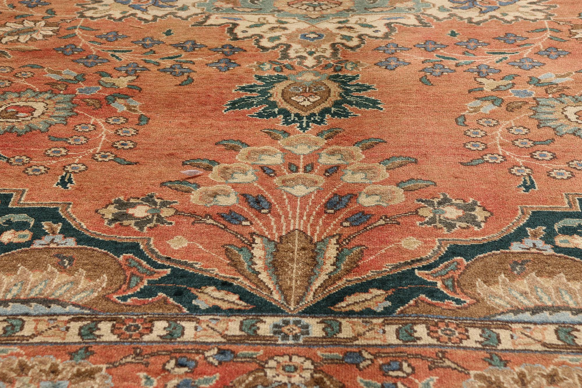 Vintage Persian Tabriz Rug with English Chintz Rustic Style For Sale 3
