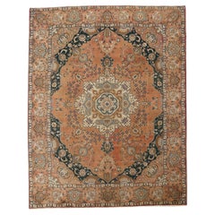 Vintage Persian Tabriz Rug with English Chintz Rustic Style