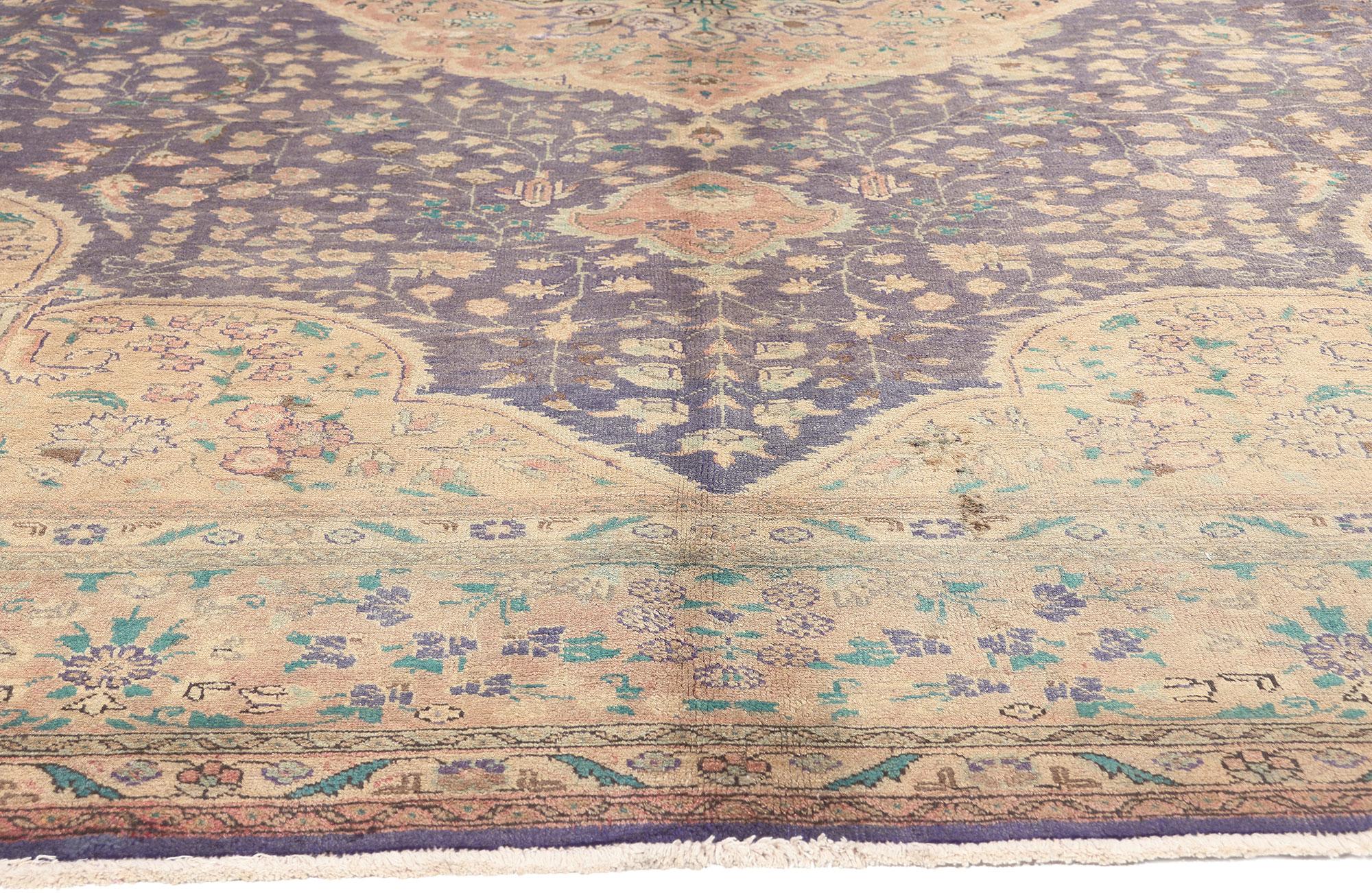 Tapis persan Tabriz pastel vintage, 09'10 X 13'00 Bon état - En vente à Dallas, TX