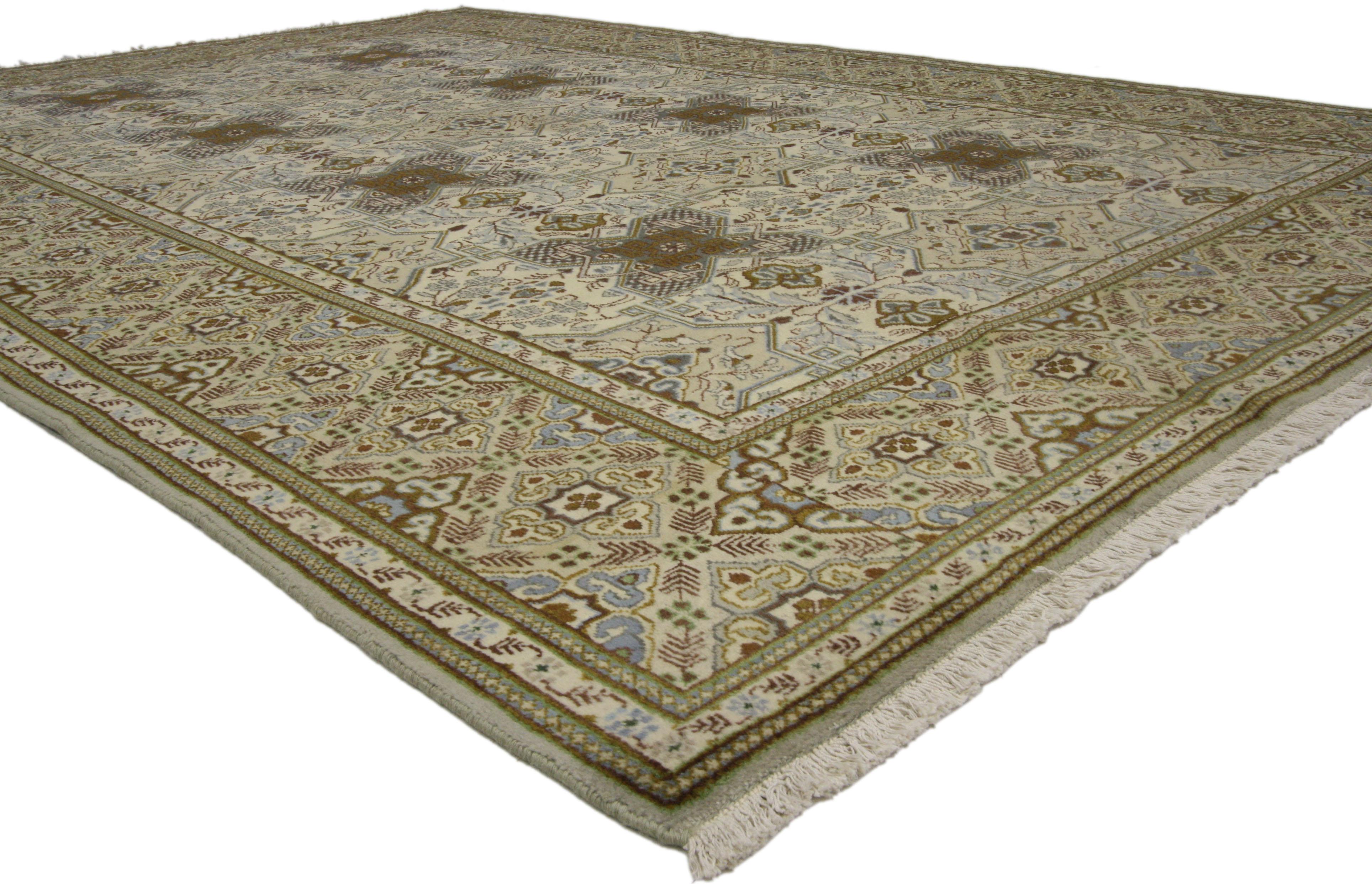 Hand-Knotted Vintage Persian Tabriz Rug with Islamic Quatrefoil Tile Art Work Design For Sale