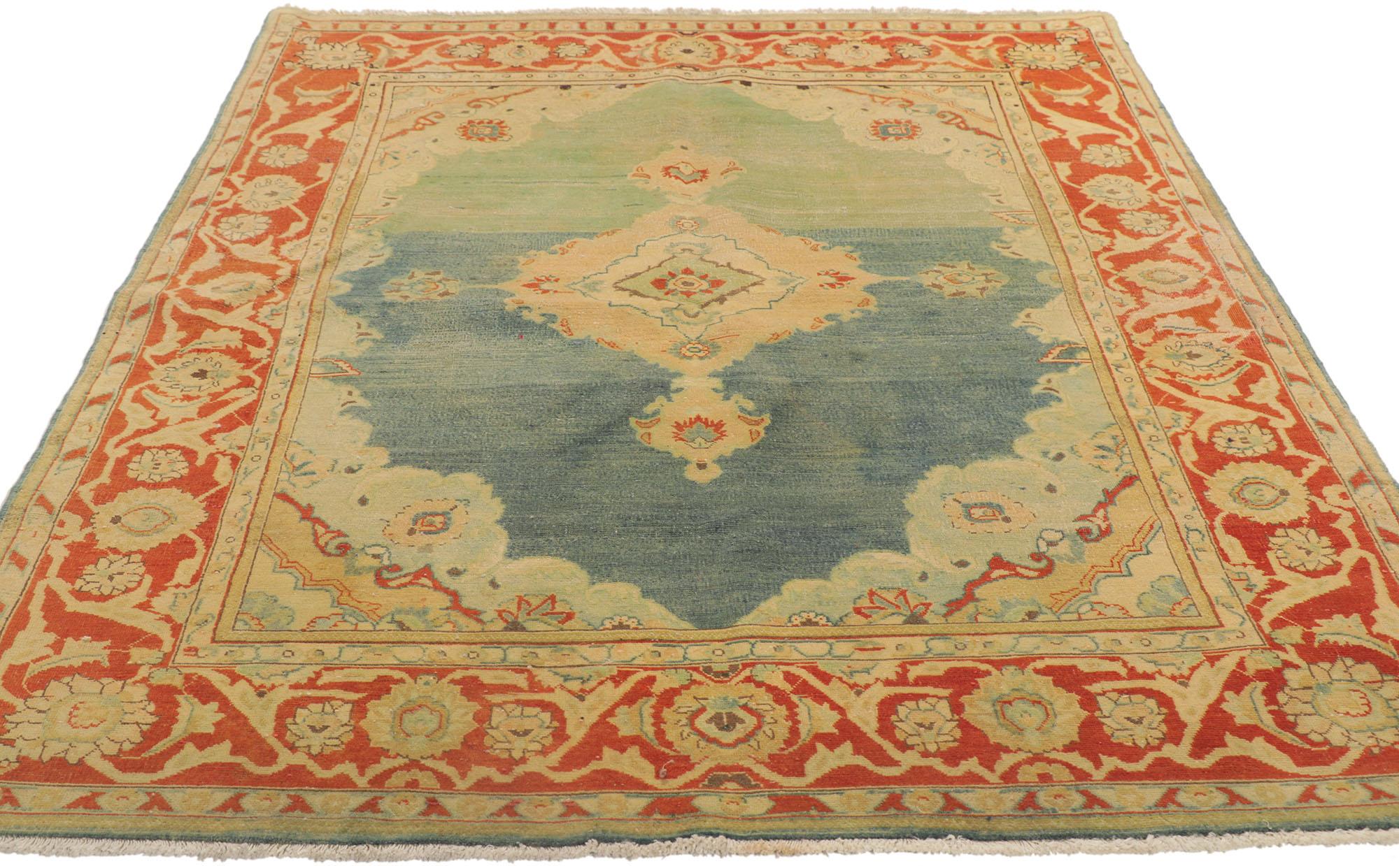 Hand-Knotted Vintage Persian Tabriz Rug with Italian Renaissance Style For Sale