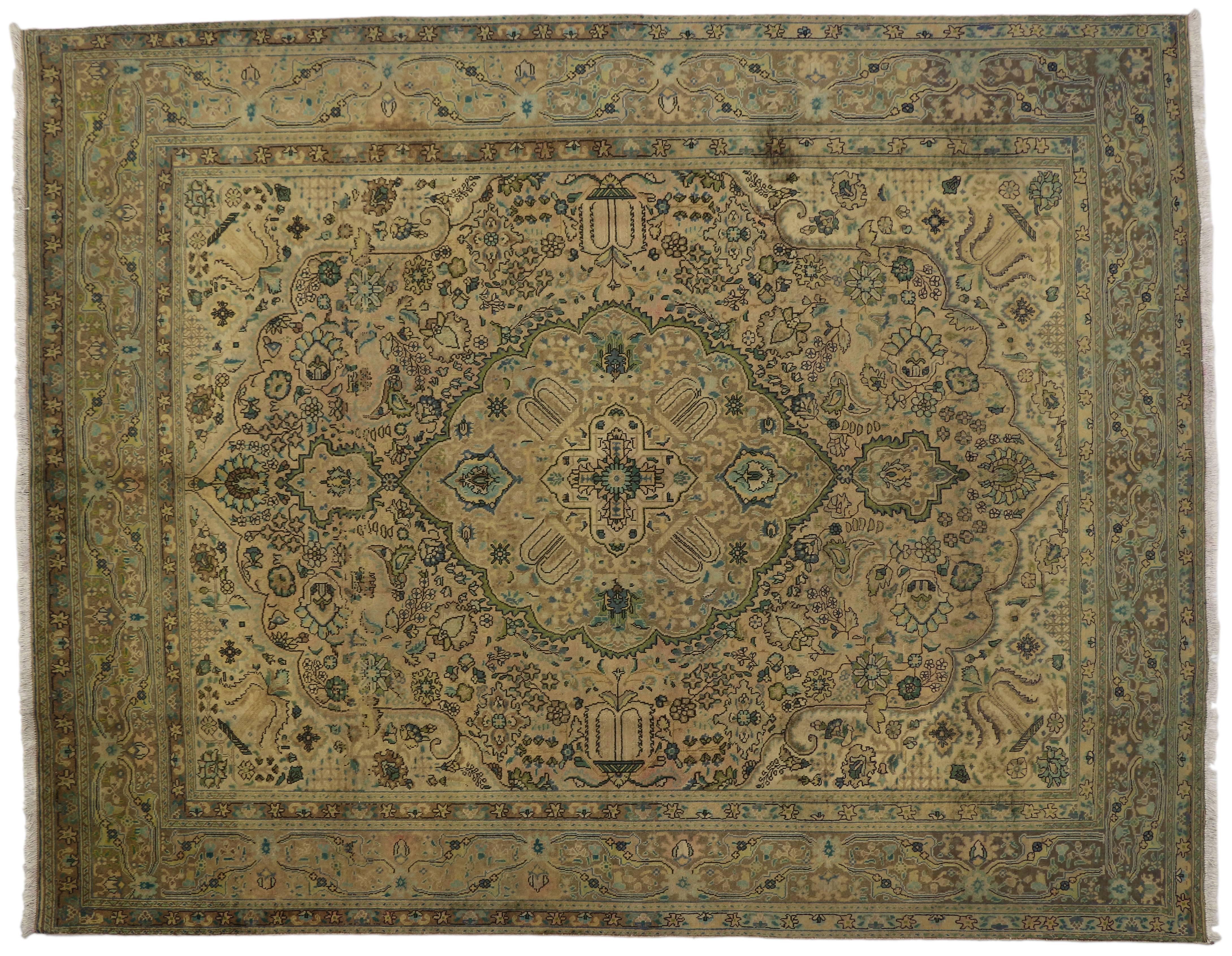 Vintage Persian Tabriz Rug with Modern Traditional Style For Sale 4