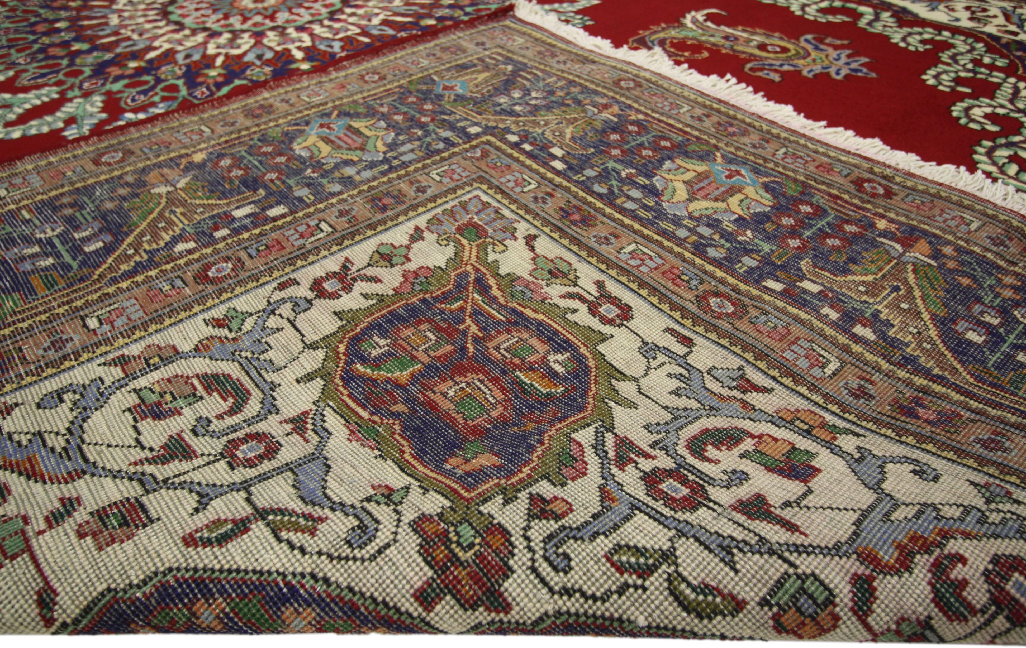 Vintage Persian Tabriz Rug with Regal Jacobean Style For Sale 5
