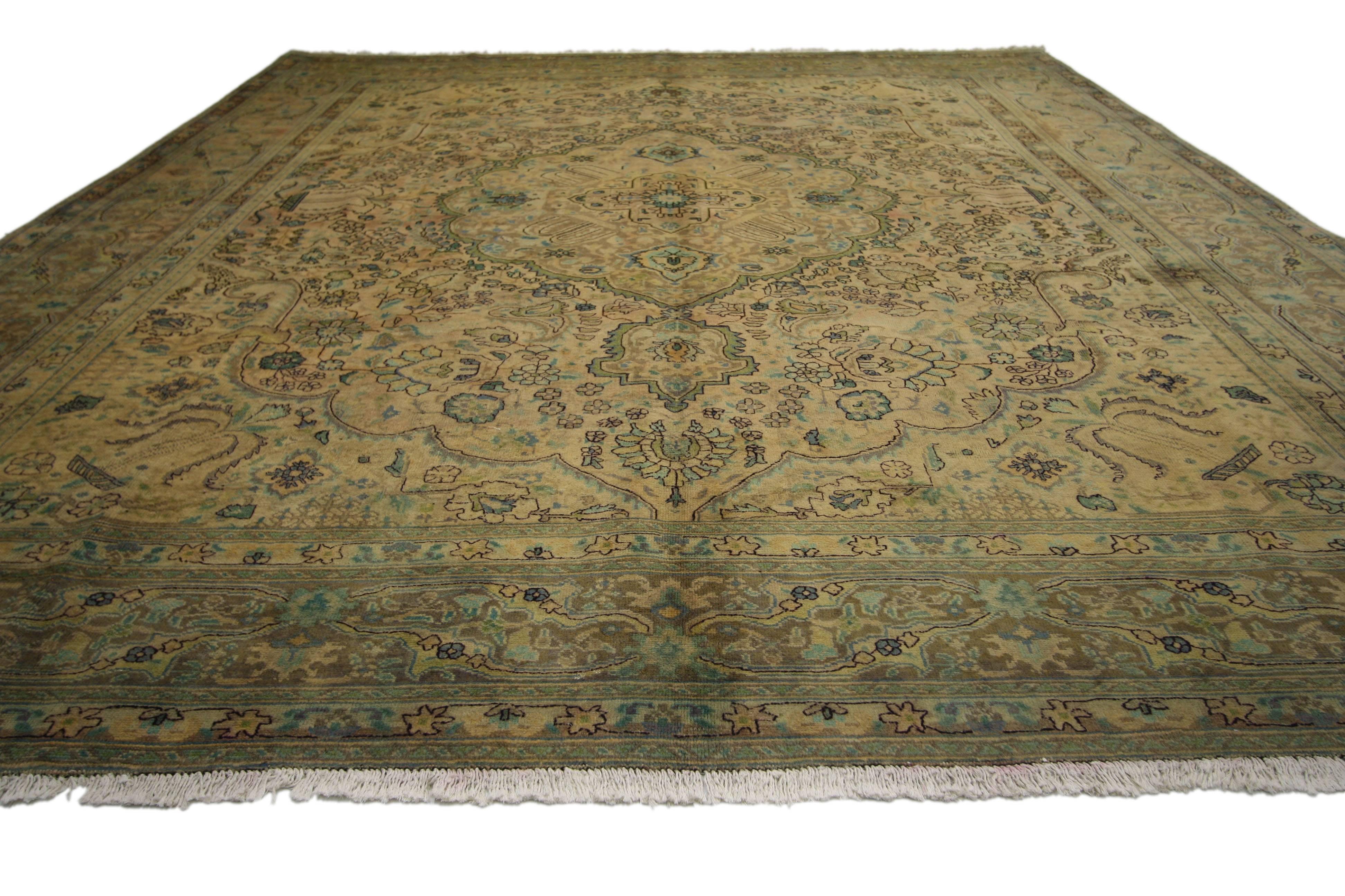 Vintage Persian Tabriz Rug with Modern Traditional Style For Sale 5