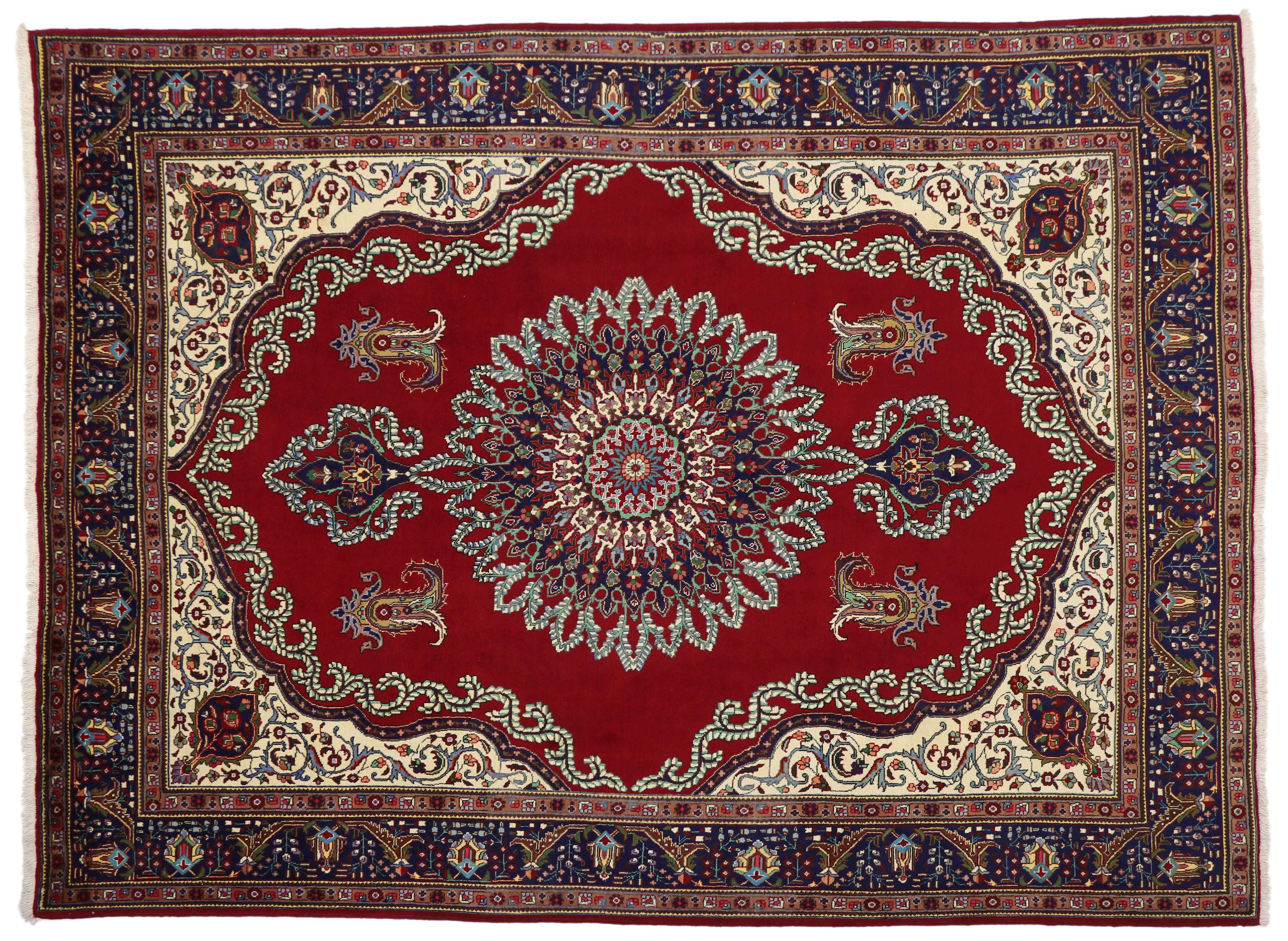 Vintage Persian Tabriz Rug with Regal Jacobean Style For Sale 6