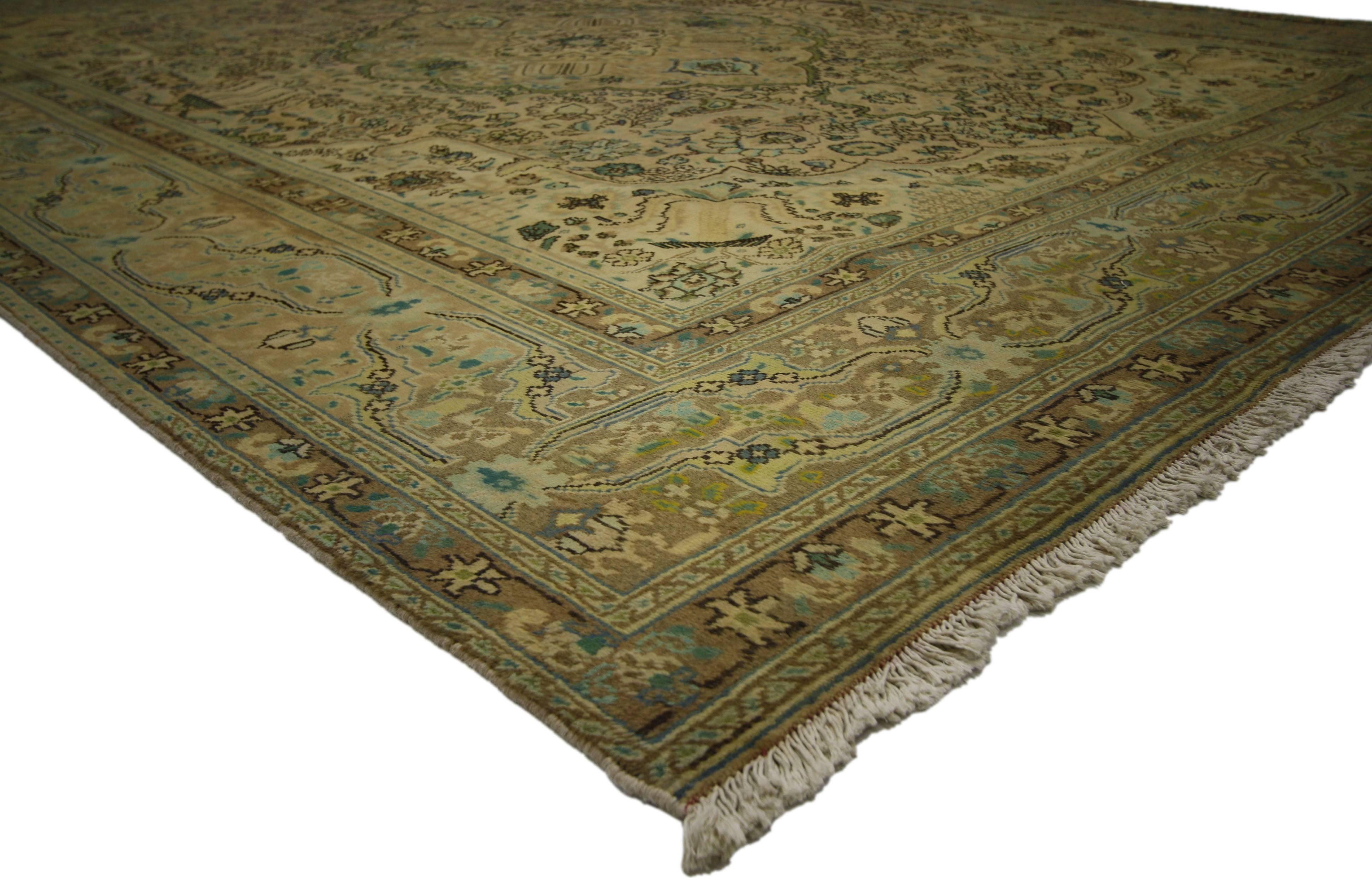 Vintage Persian Tabriz Rug with Modern Traditional Style For Sale 6