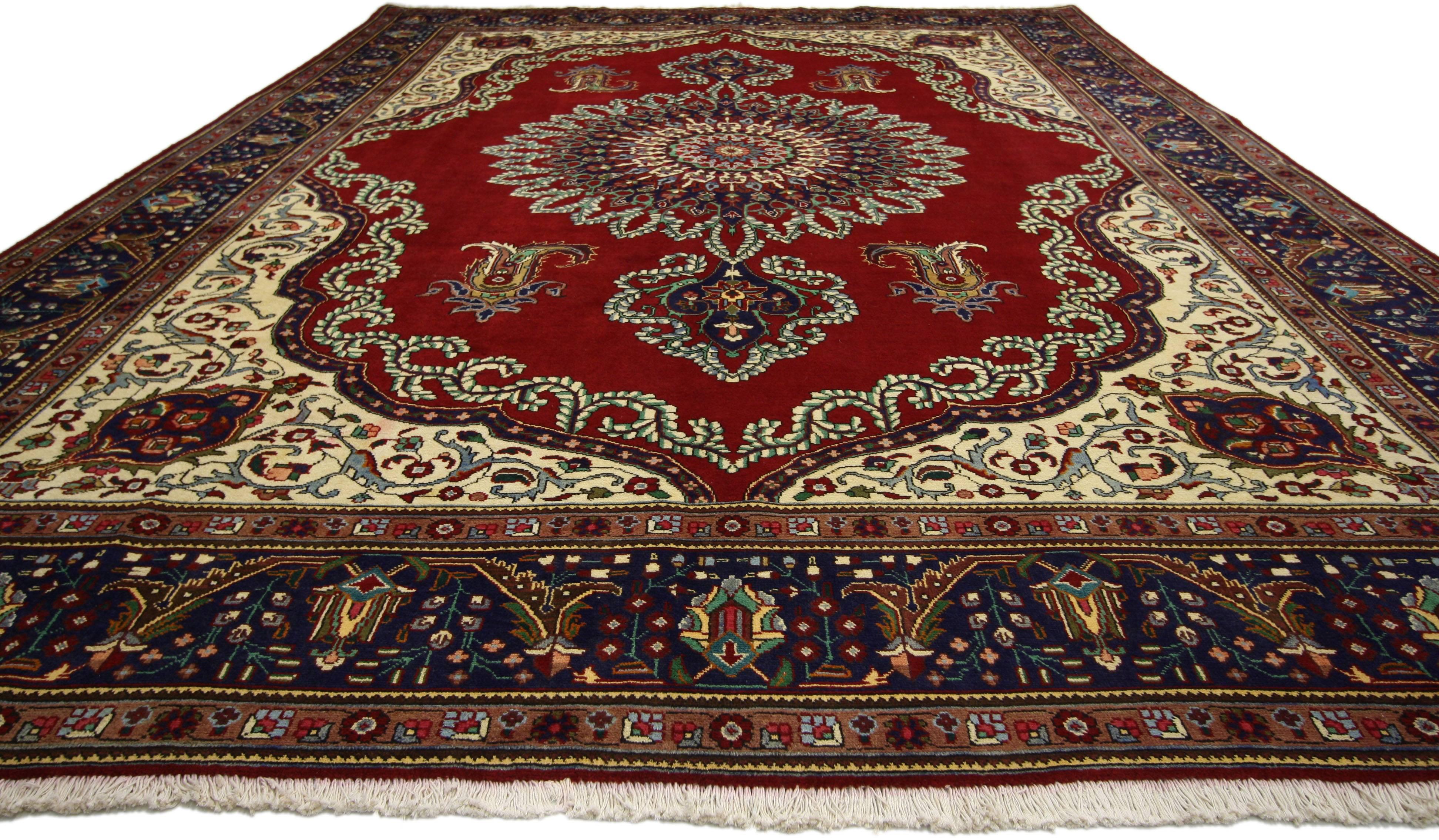 20th Century Vintage Persian Tabriz Rug with Regal Jacobean Style For Sale