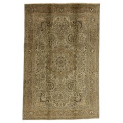 Vintage Persian Tabriz Rug with Neutral Colors