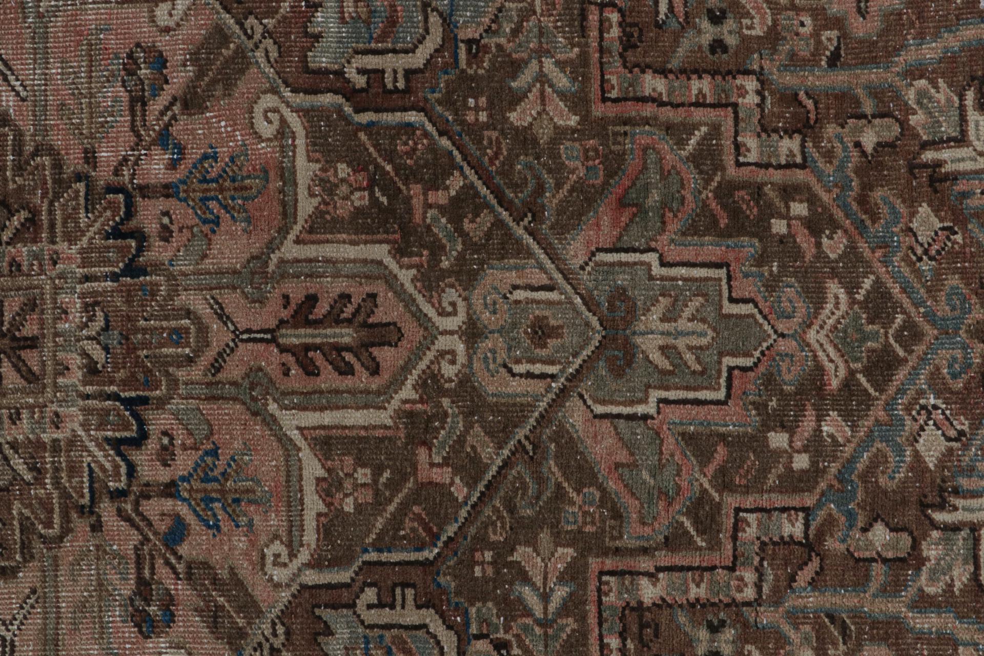 Wool Vintage Persian Tabriz rug with Patterns in tones of Brown & Pink by Rug & Kilim For Sale