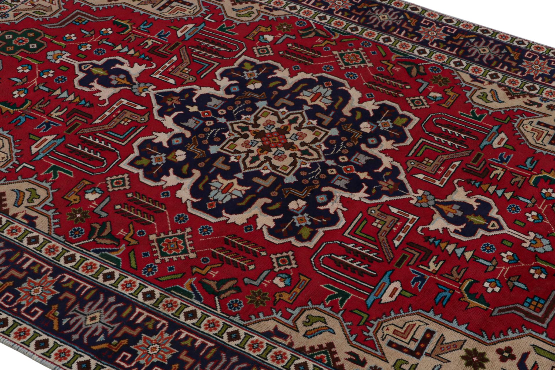 Vintage Persian Tabriz rug with Red-Blue Patterns by Rug & Kilim In Good Condition For Sale In Long Island City, NY