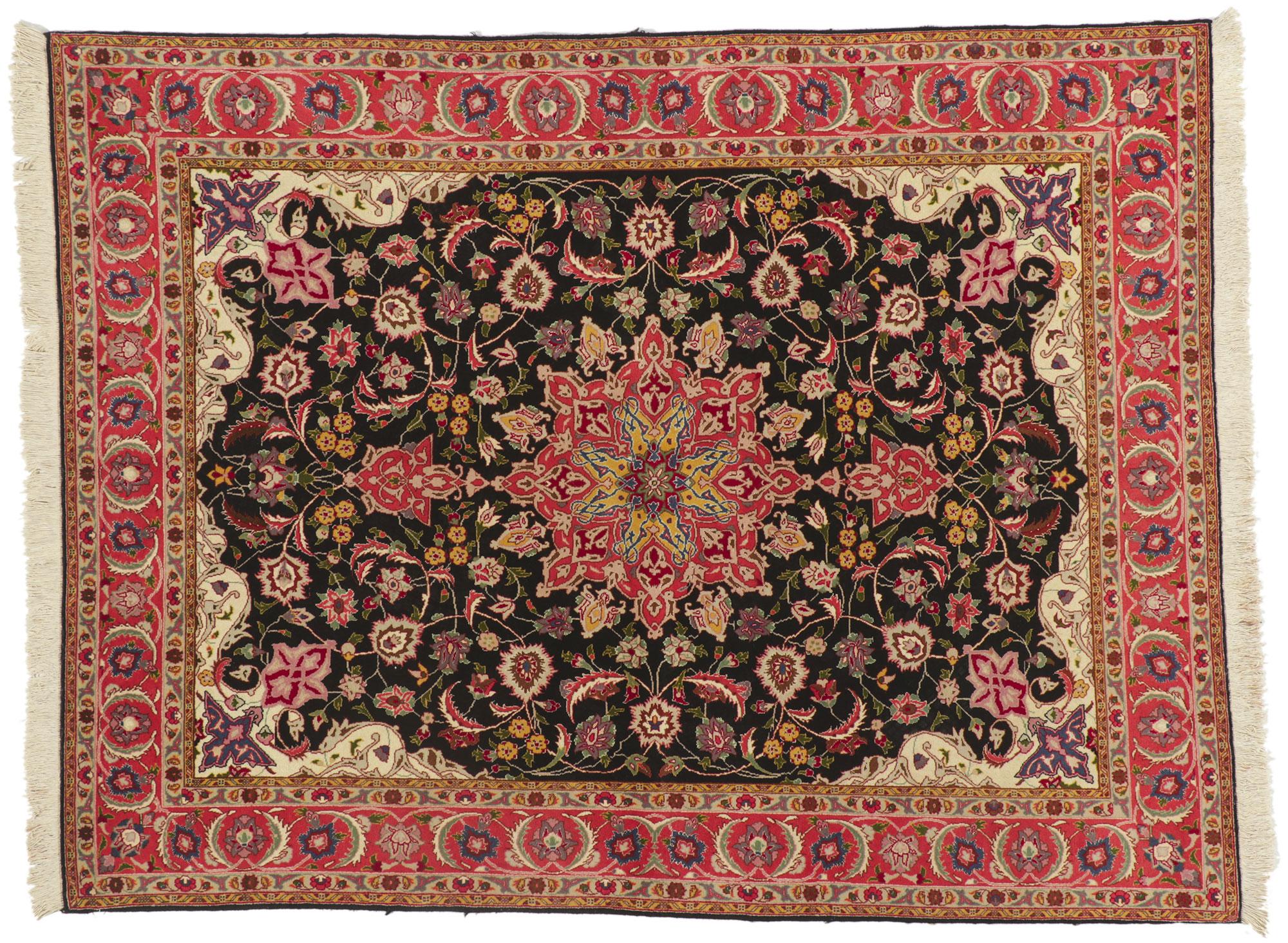 Vintage Persian Tabriz Rug with Refined Baroque Color Palette For Sale 4