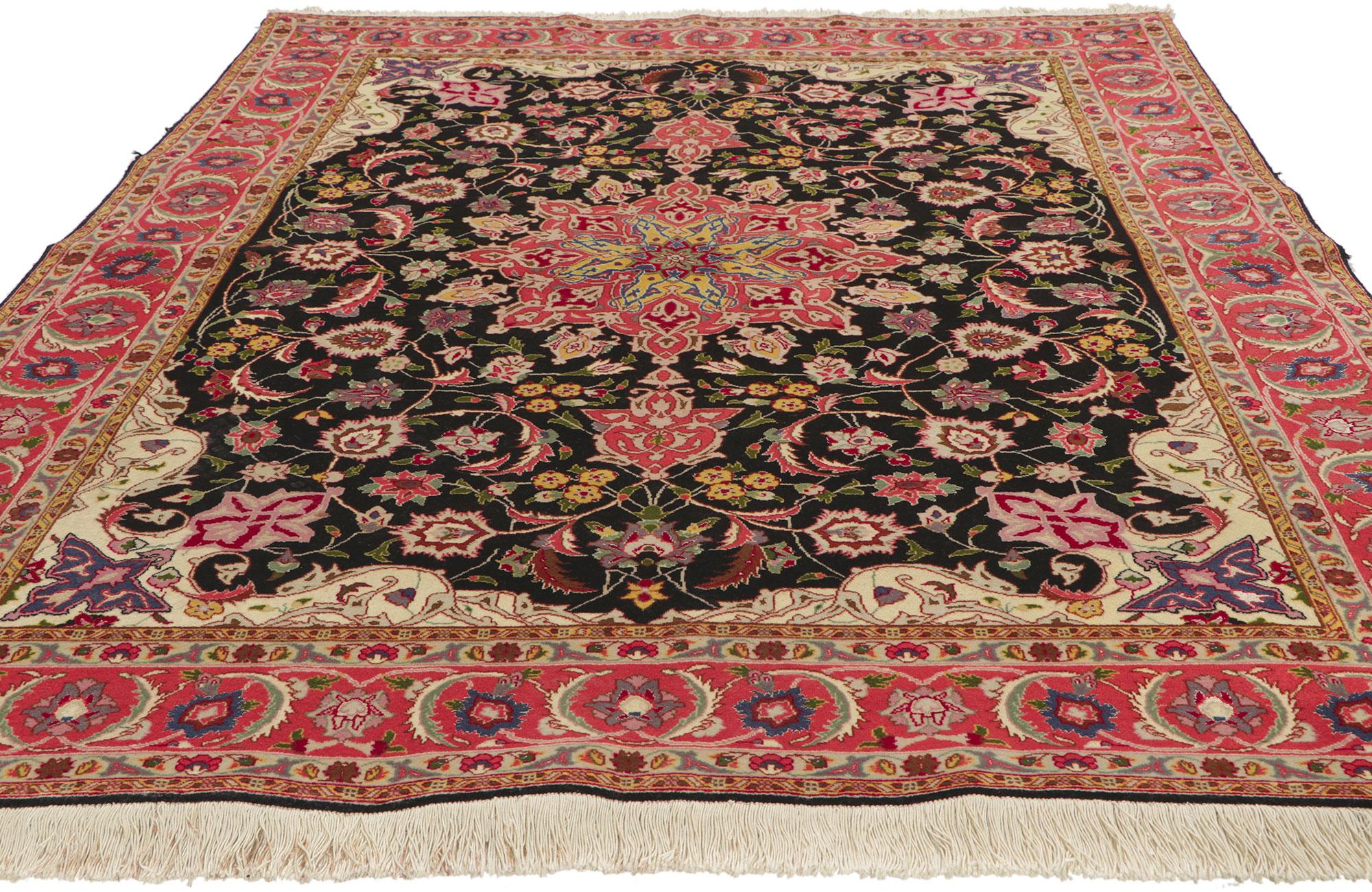 Hand-Knotted Vintage Persian Tabriz Rug with Refined Baroque Color Palette For Sale
