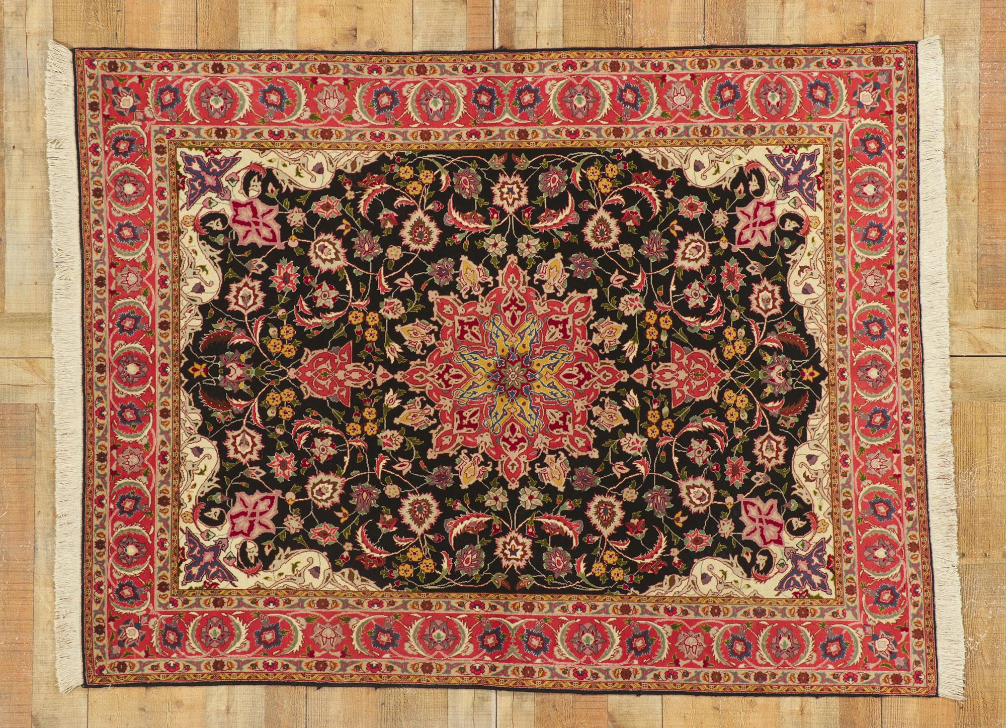 Vintage Persian Tabriz Rug with Refined Baroque Color Palette For Sale 3