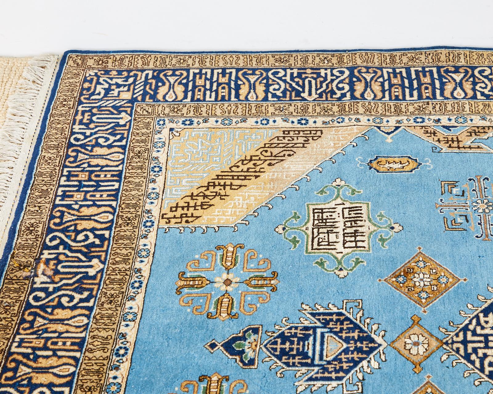 Vintage Persian Tabriz Rug with Sky Blue Field 2