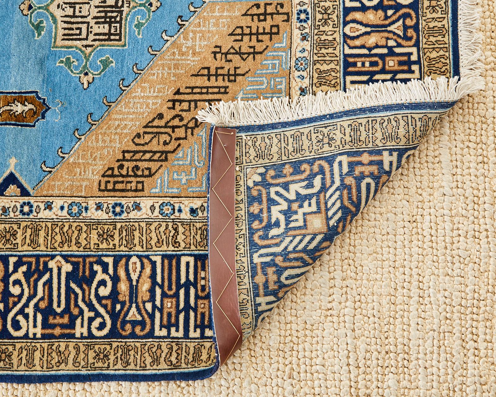 Vintage Persian Tabriz Rug with Sky Blue Field 12