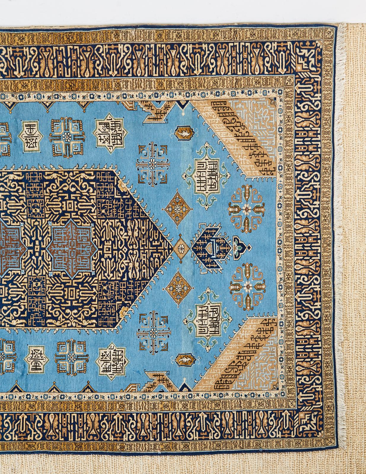 Asian Vintage Persian Tabriz Rug with Sky Blue Field
