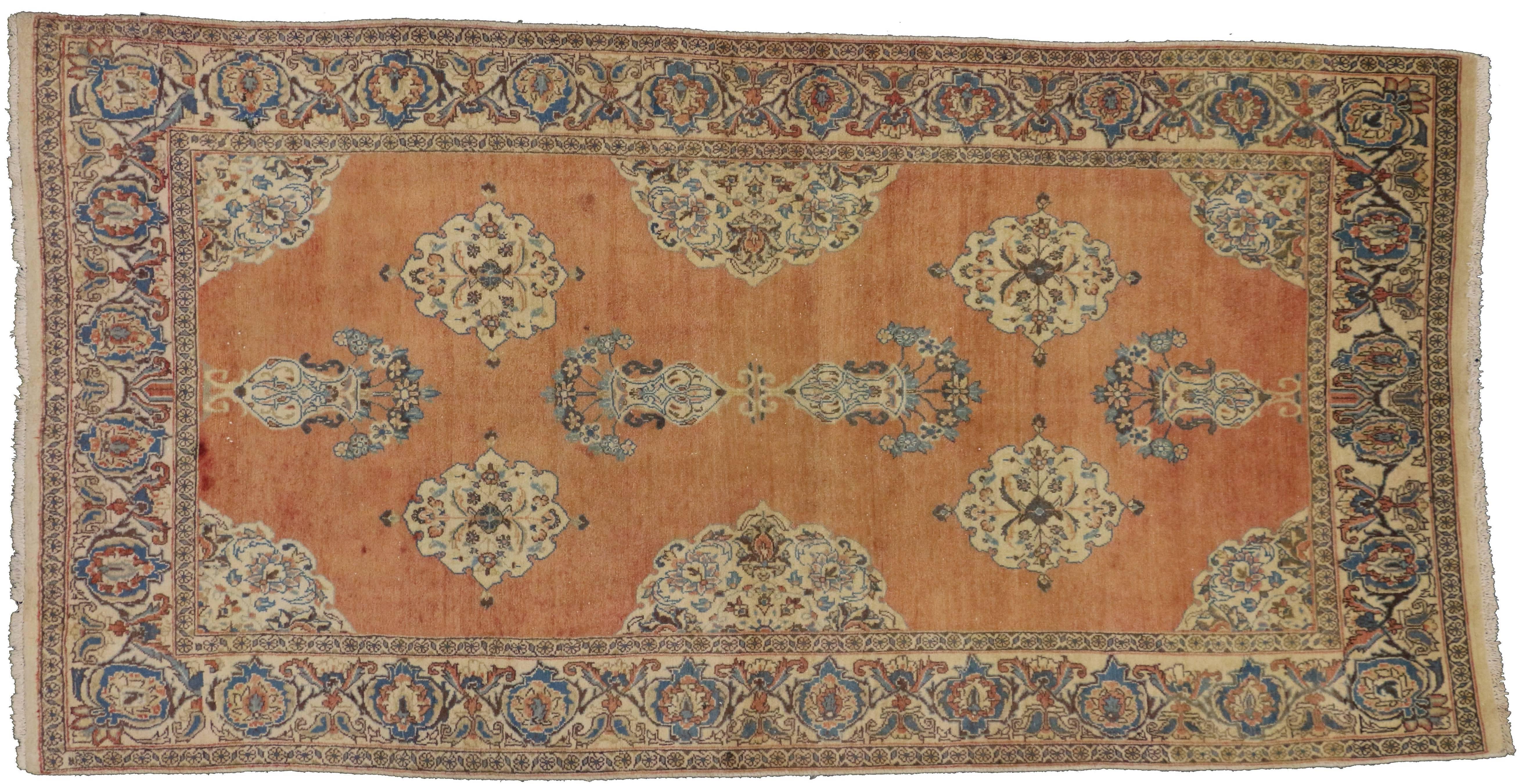 20th Century Vintage Persian Tabriz Rug with Swedish Farmhouse Style For Sale